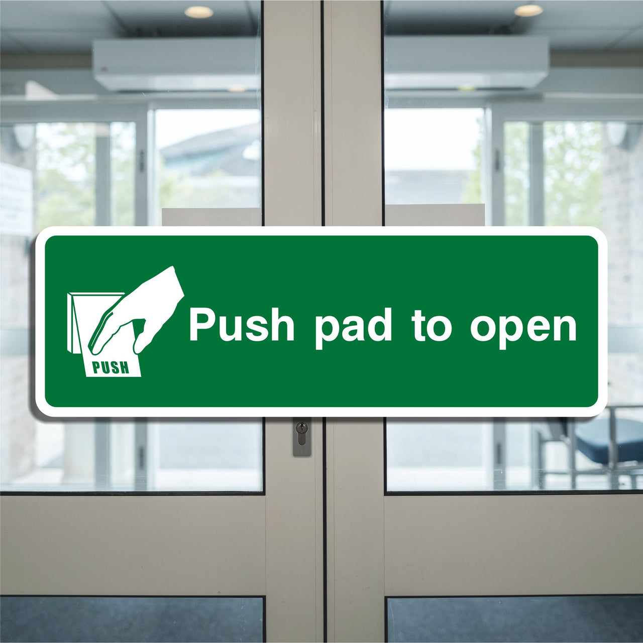 Emergency Push Pad to Open Sign