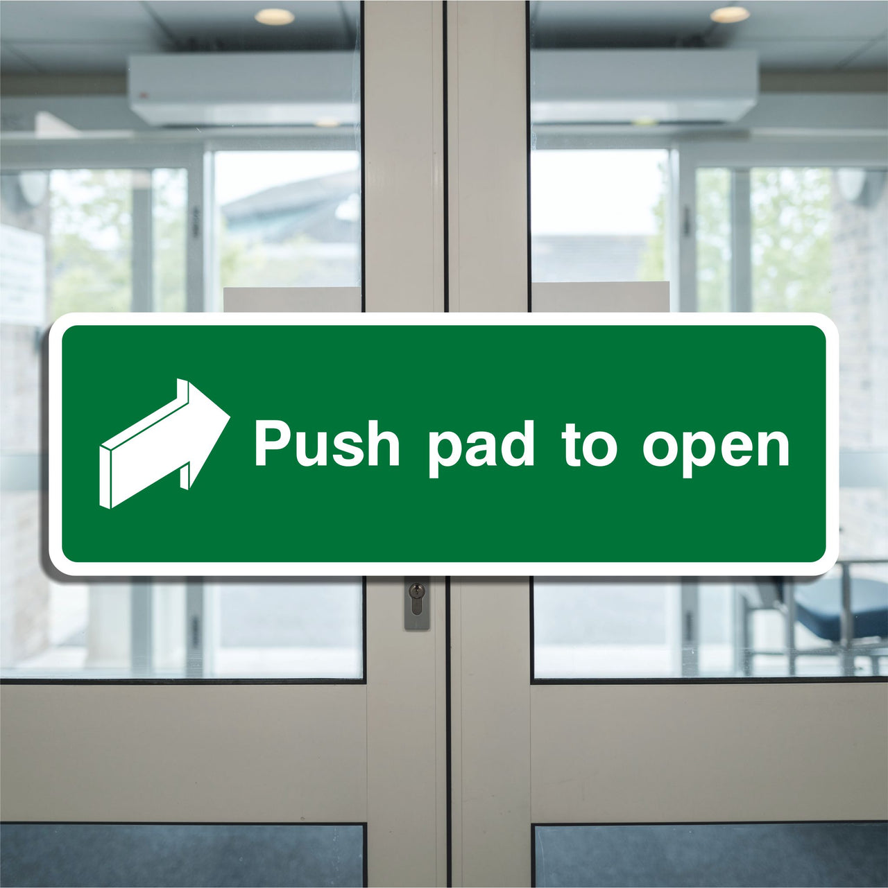 Emergency Push Pad to Open Sign