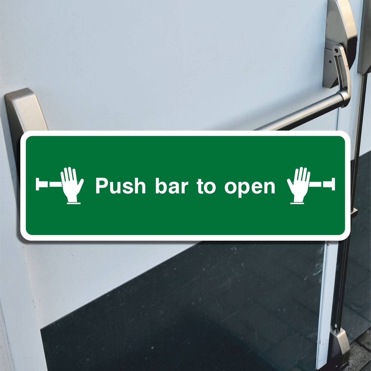 Emergency Push Bar to Open Sign