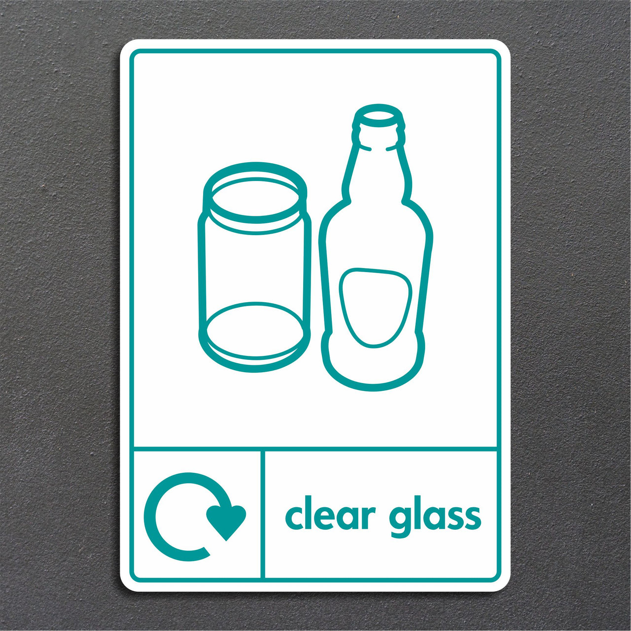 Clear Glass Bottles and Clear Glass Jars Recycling Sign