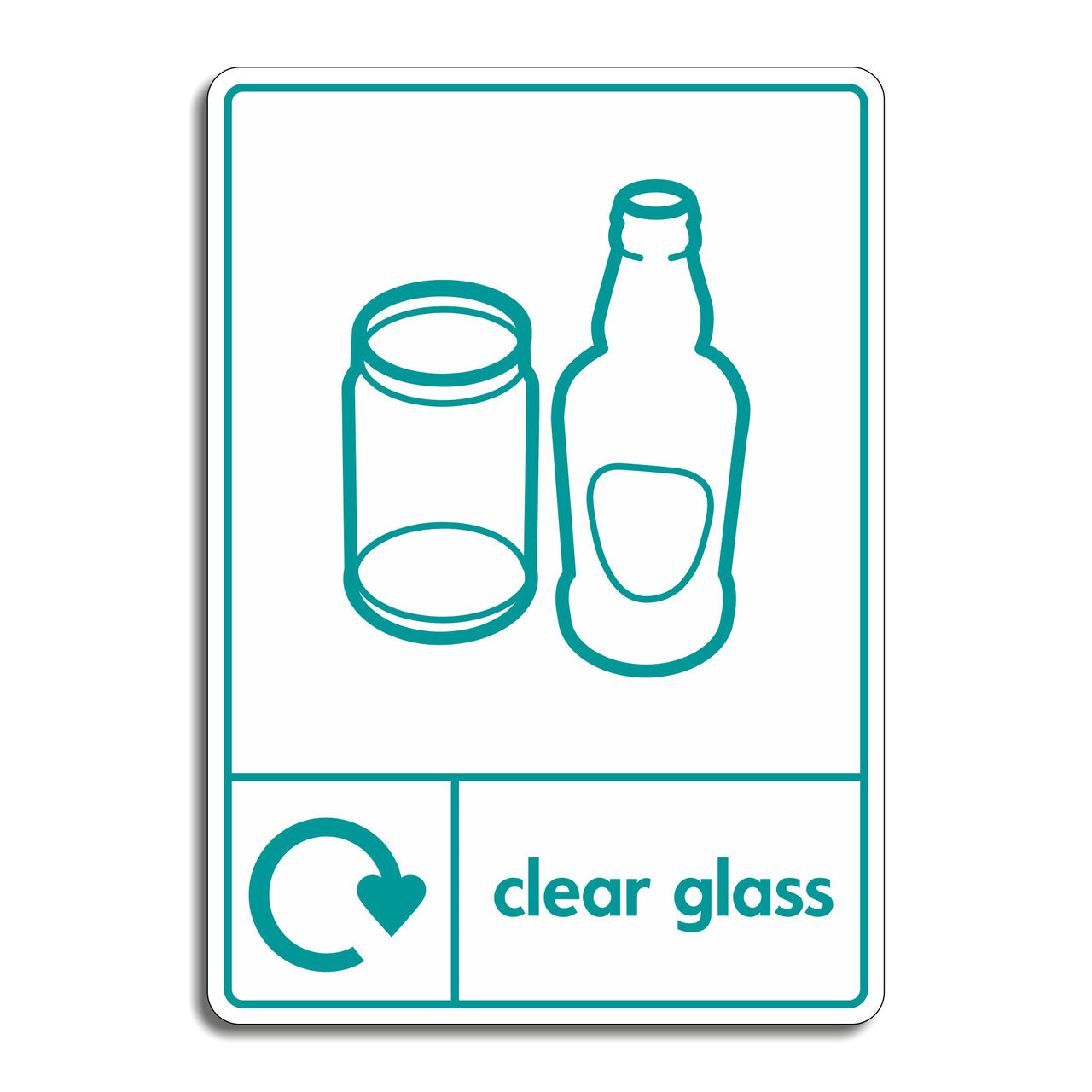 Clear Glass Bottles and Clear Glass Jars Recycling Sign