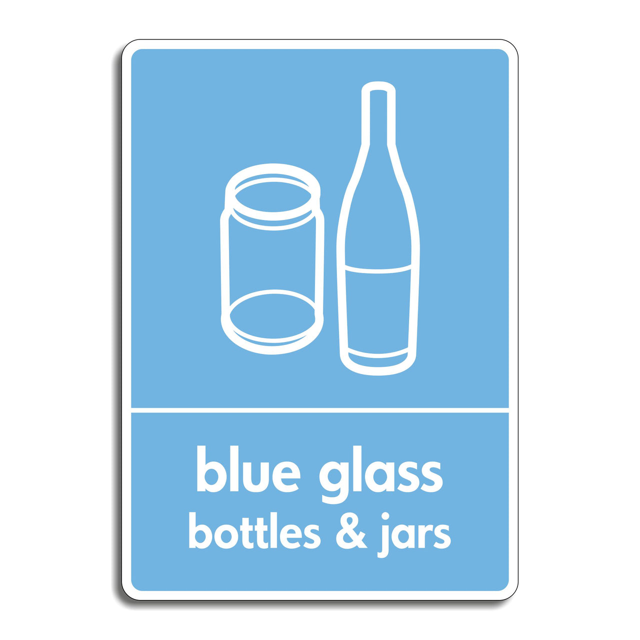 Blue Glass Bottles & Jars Recycling Sign