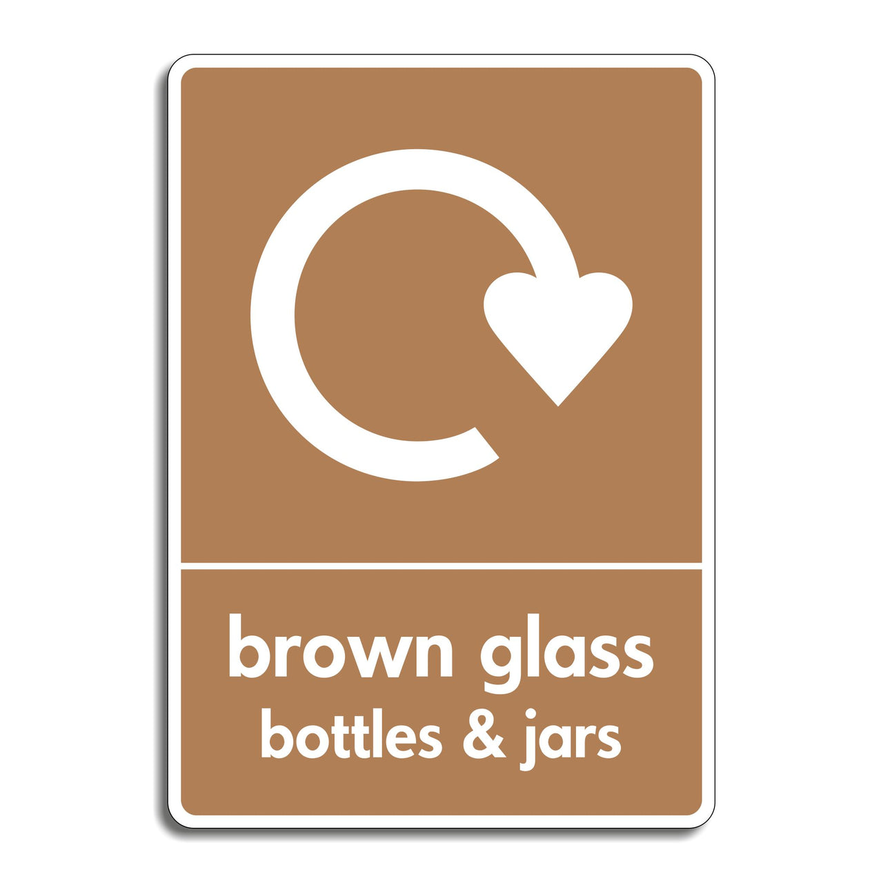 Brown Glass Bottles & Jars Recycling Sign