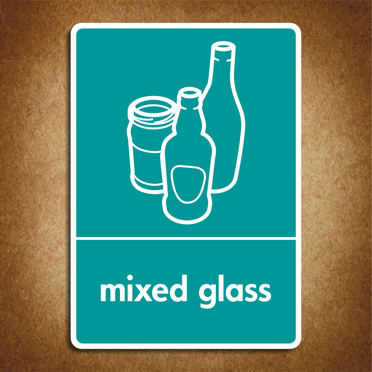 Mixed Glass Recycling Sign