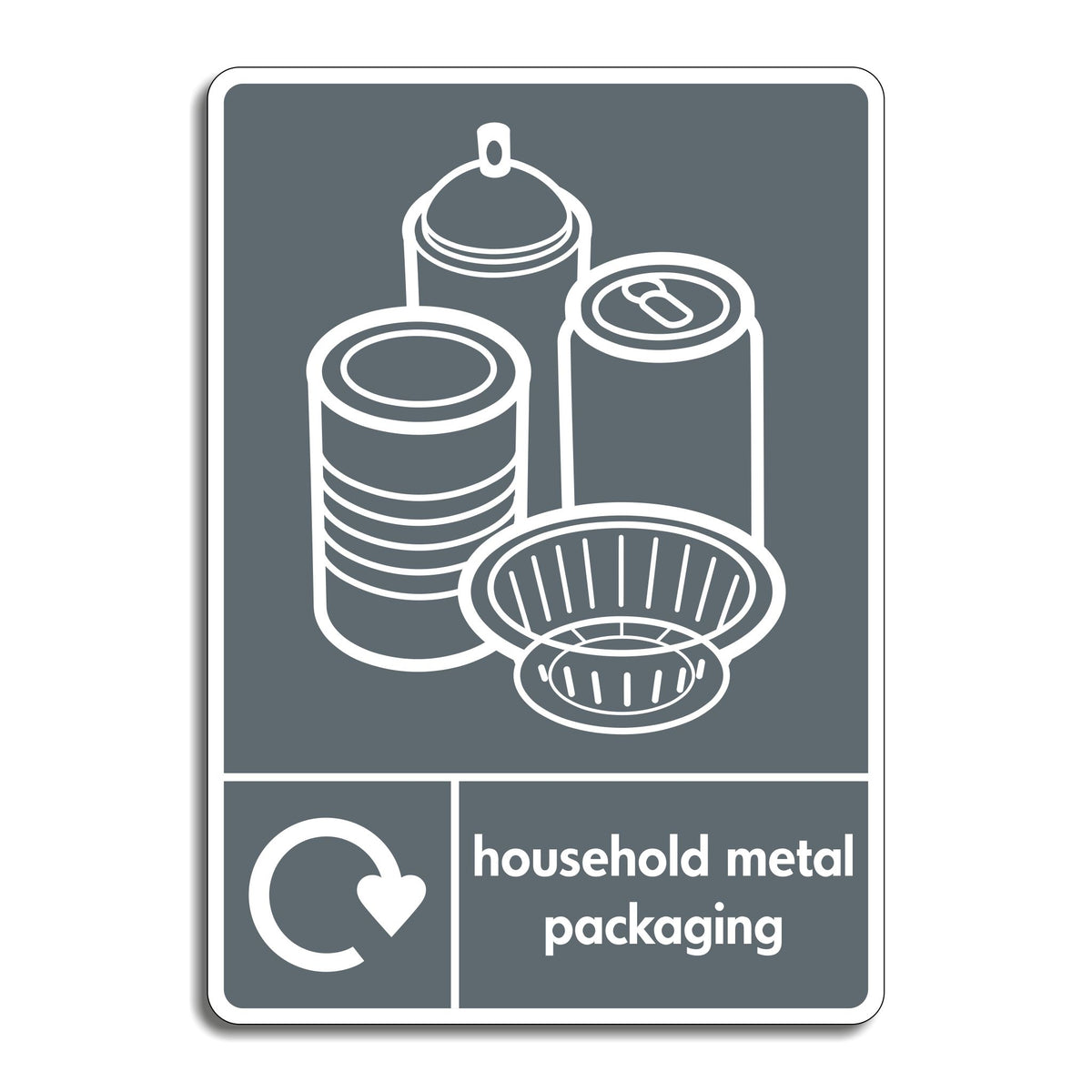 Used Packaging Sign Household Metal Packaging Recycling Sign