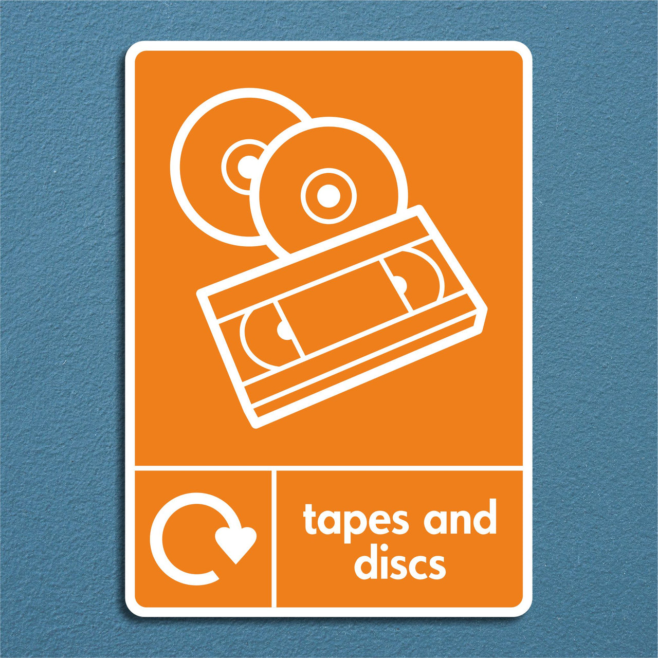 Cassette Tapes and Discs Recycling Sign
