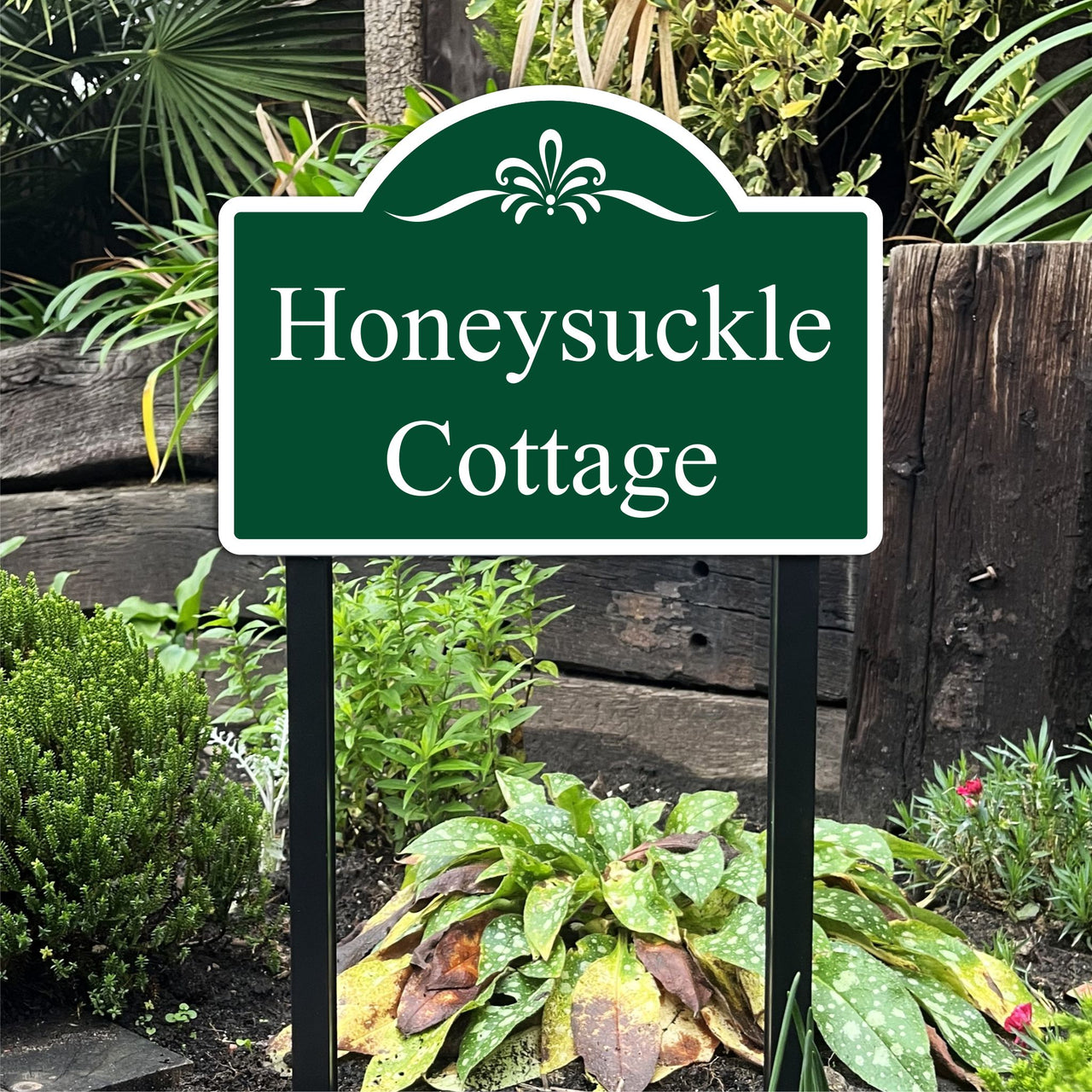 Reflective House Sign on Low Level Aluminium Stake/s