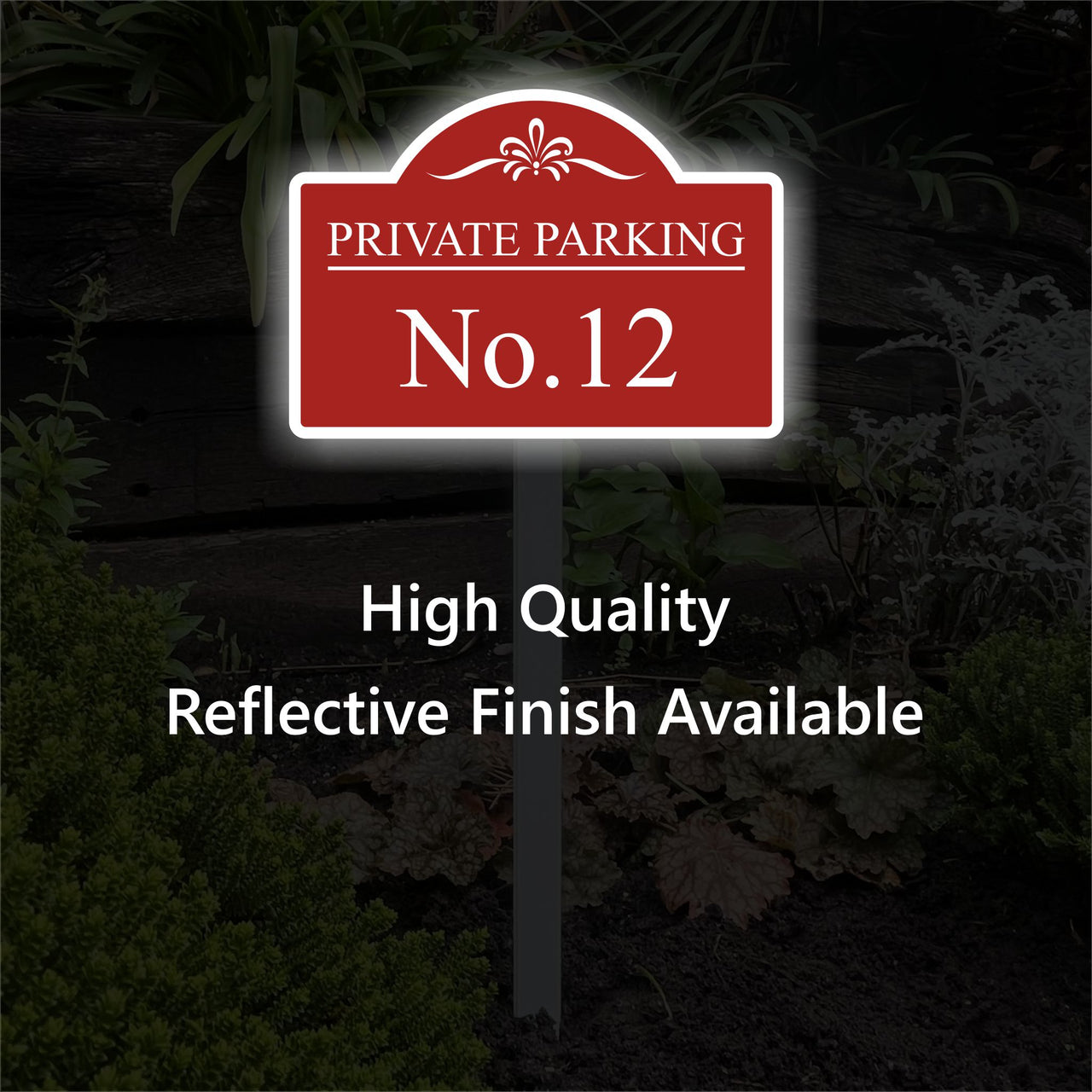 Personalised Reflective Parking Sign on Low Level Aluminium Stake/s