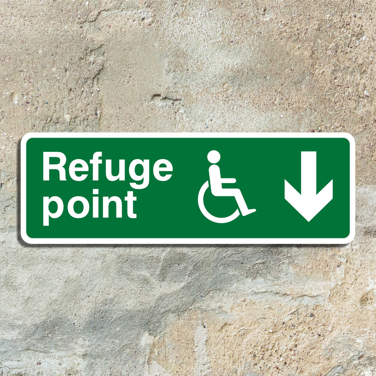 Disabled Refuge Sign with Down Arrow