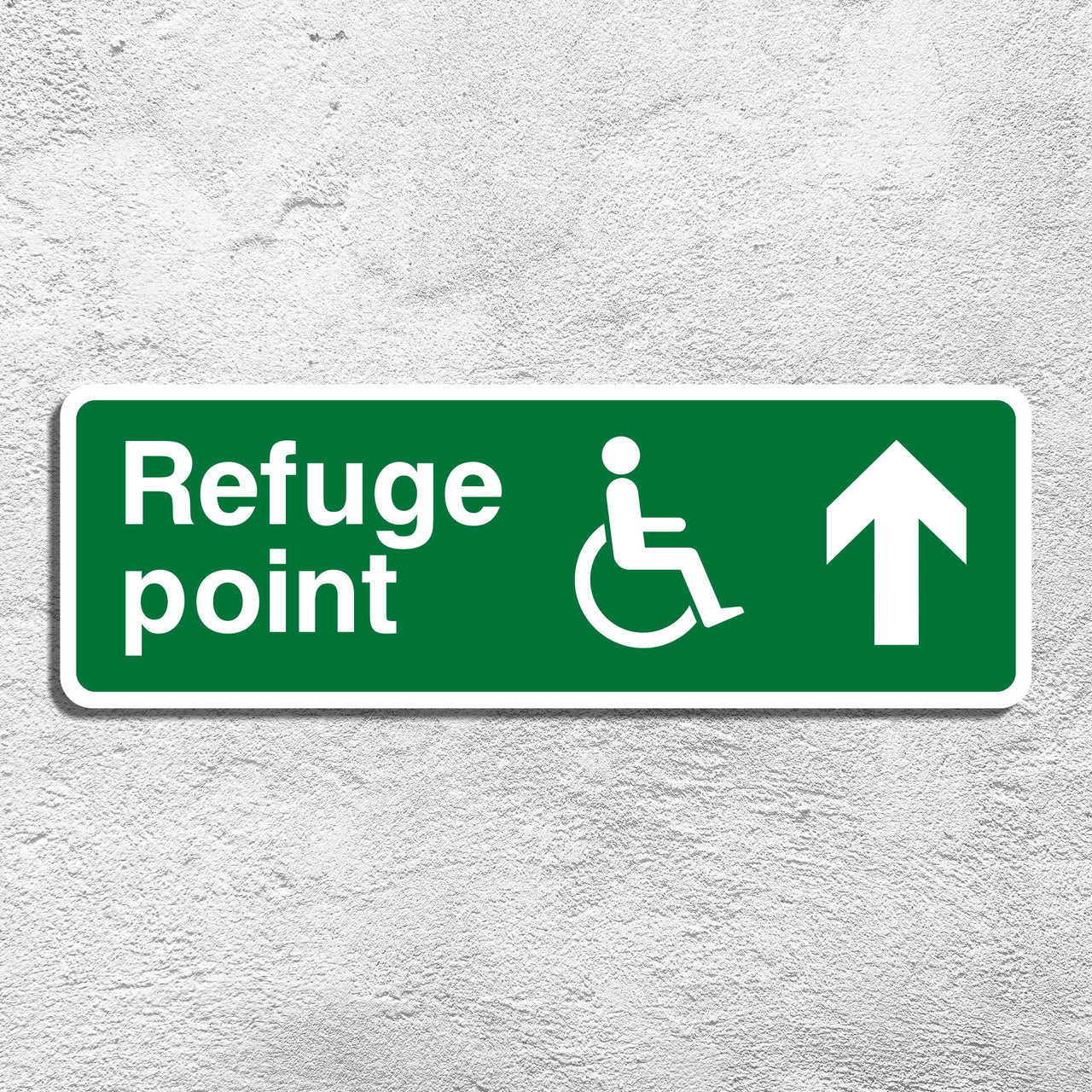 Disabled Refuge Point Sign with Straight Ahead Arrow