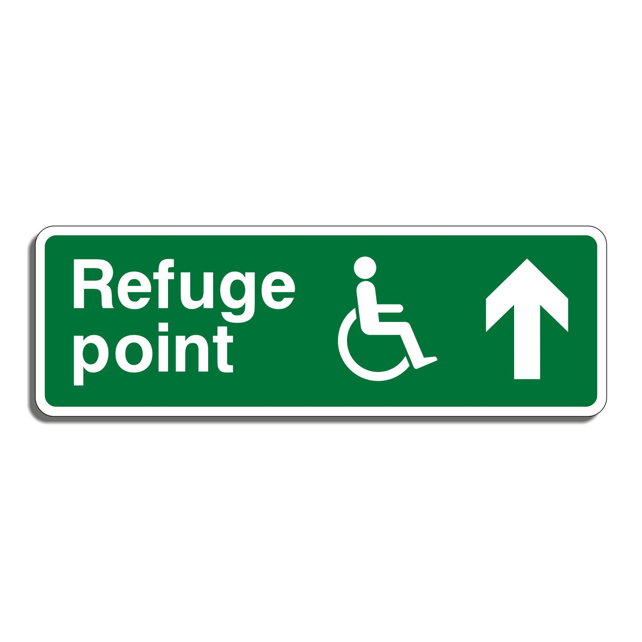 Disabled Refuge Point Sign with Straight Ahead Arrow