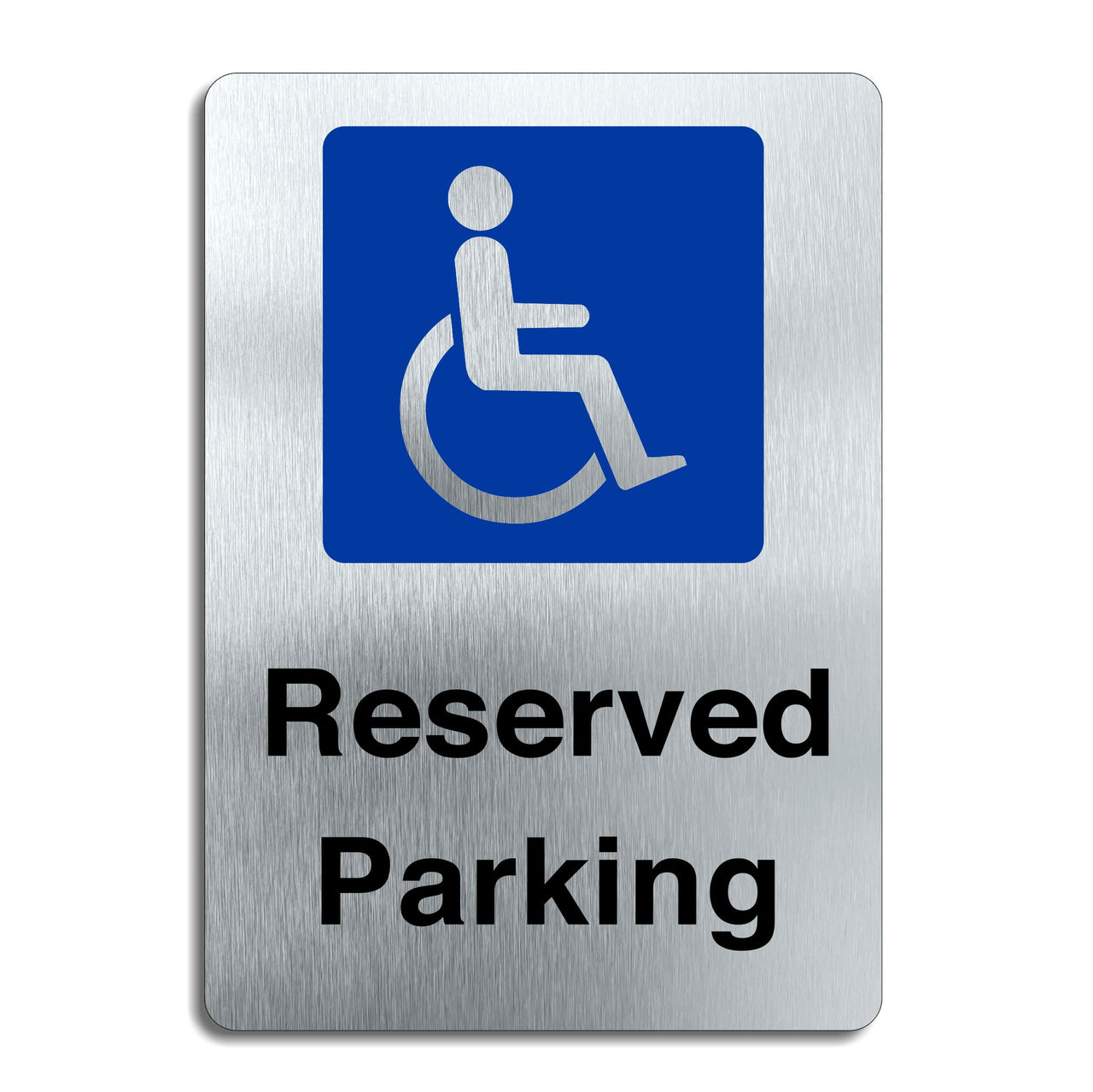 Disabled Reserved Parking Sign Brushed Silver Aluminium Finish