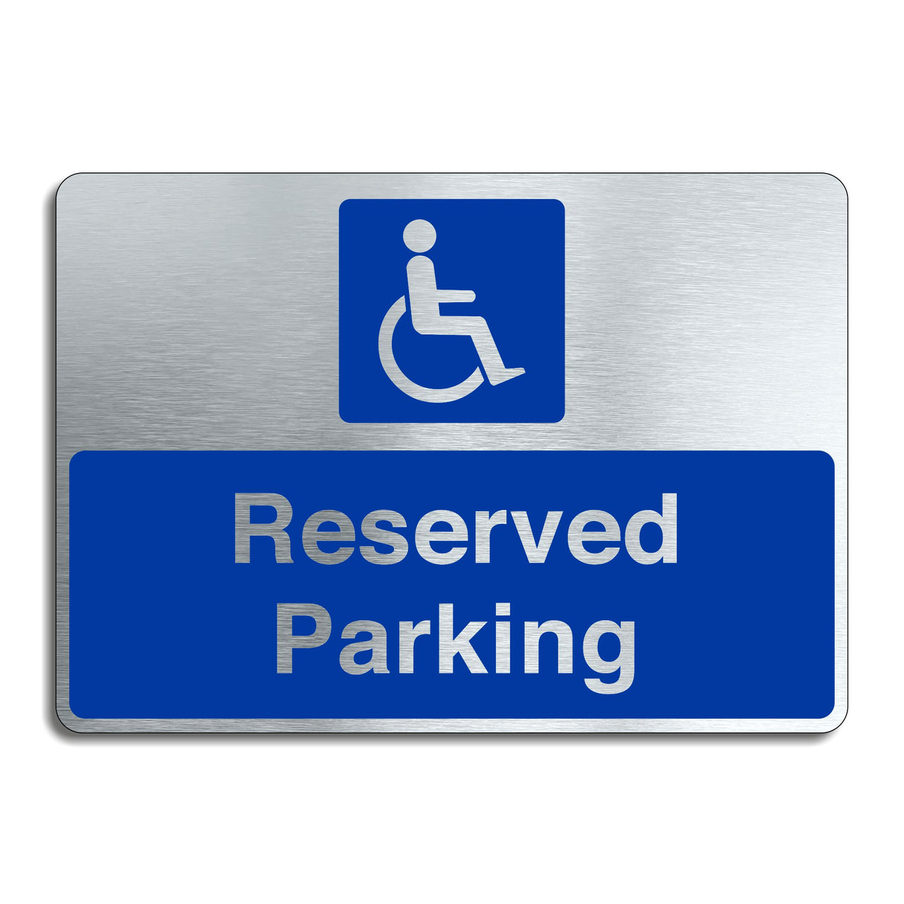 Disabled Reserved Parking Brushed Silver Aluminum Sign