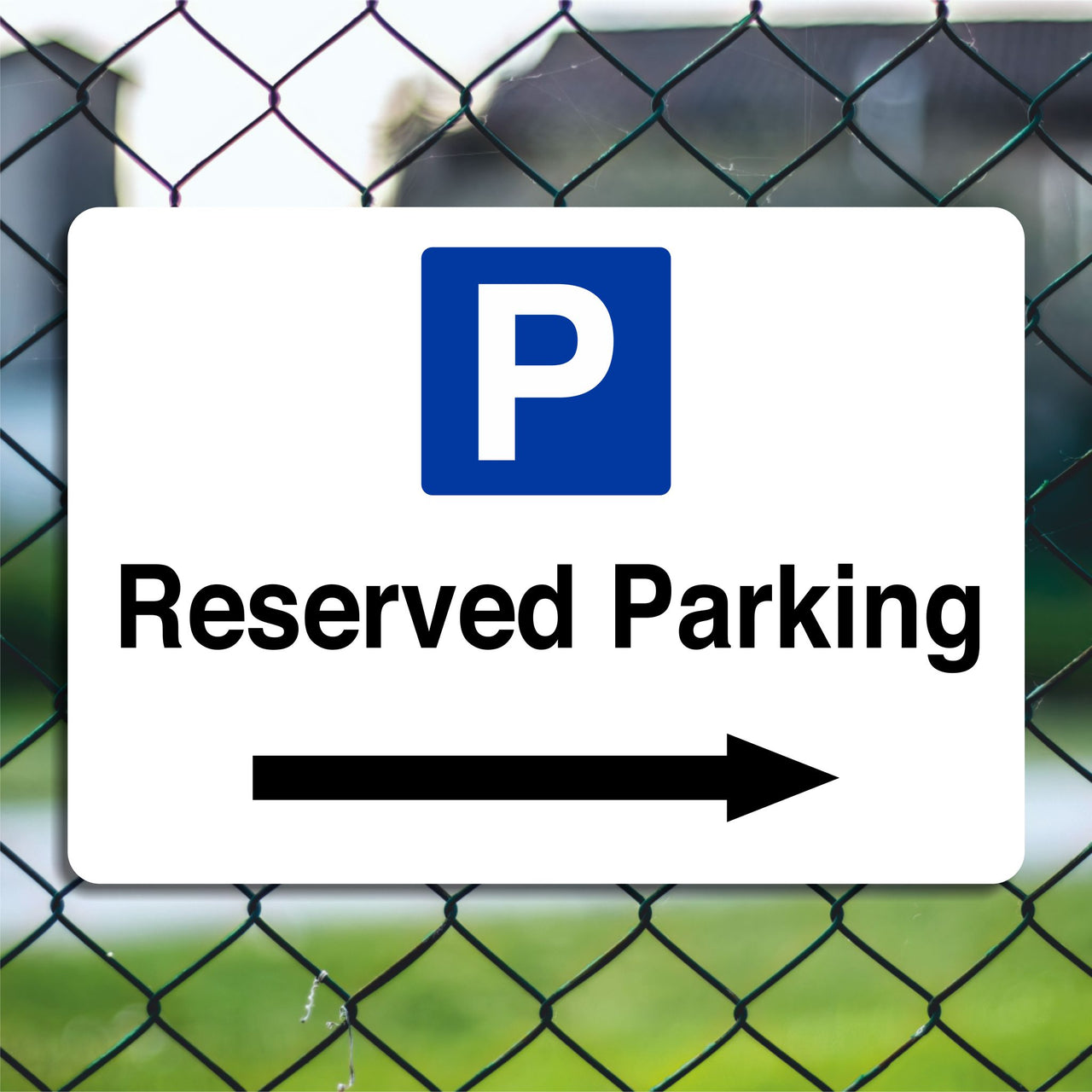 Reserved Parking Sign with a Right Pointing Directional Arrow