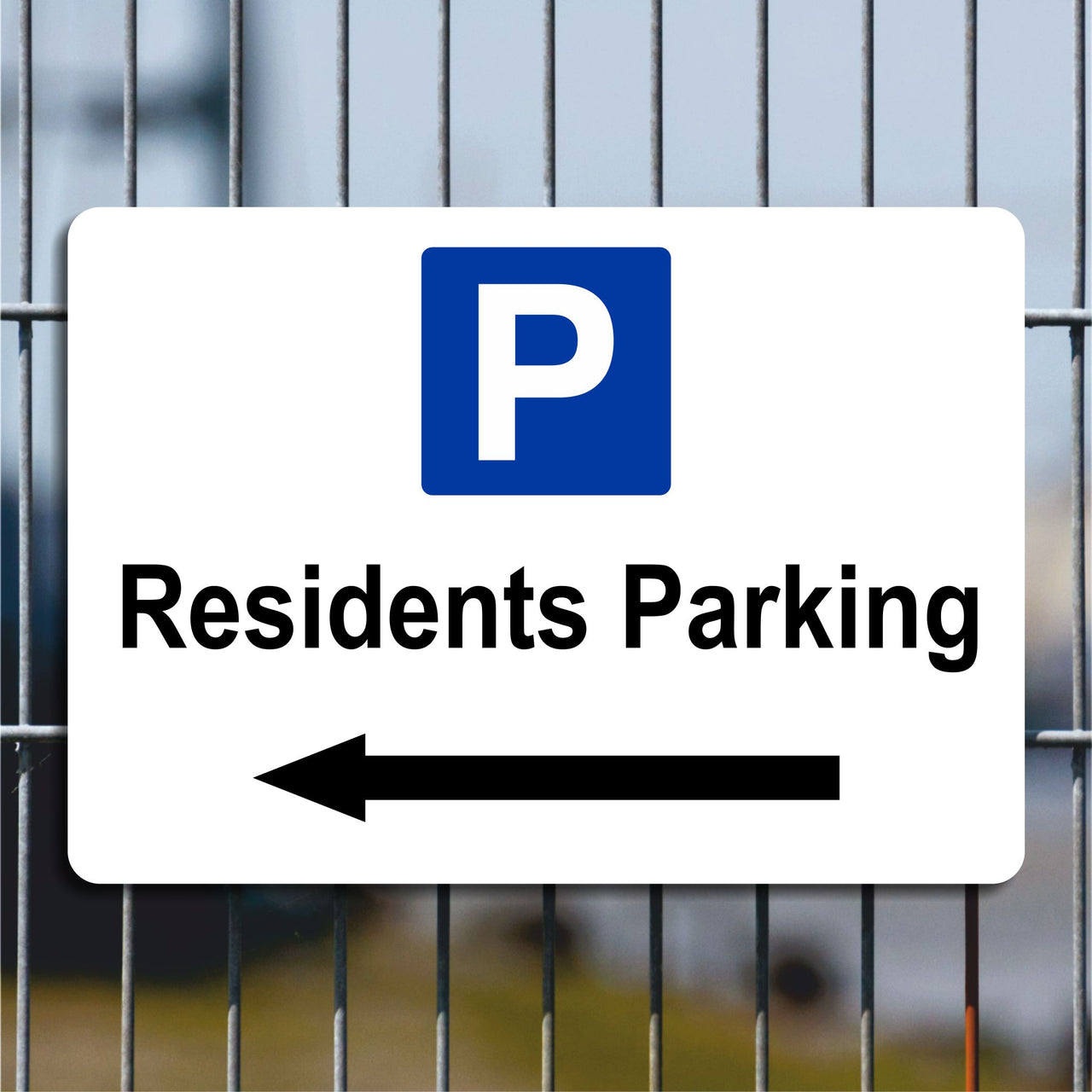 Residents Parking Sign with a Left Pointing Directional Arrow