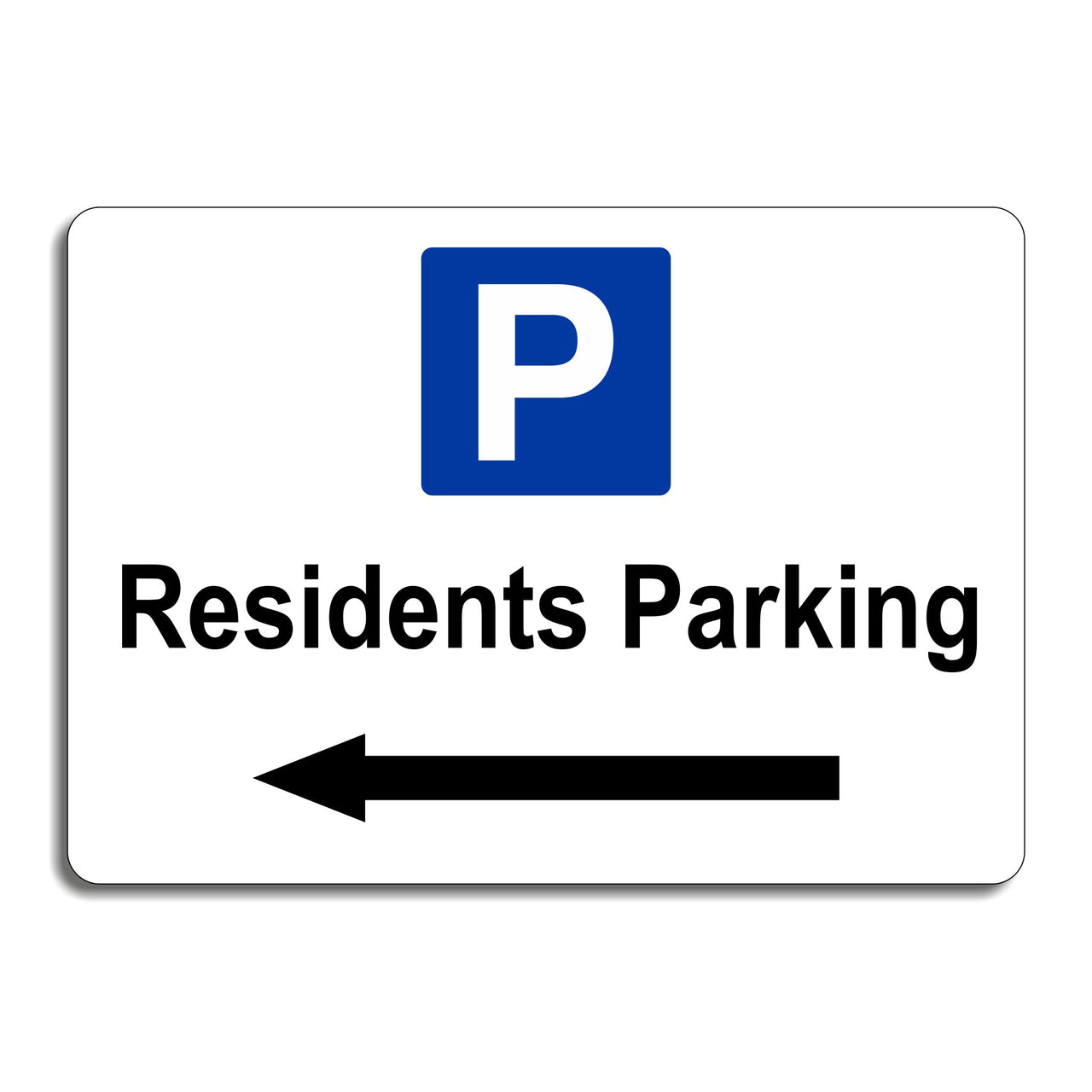 Residents Parking Sign with a Left Pointing Directional Arrow