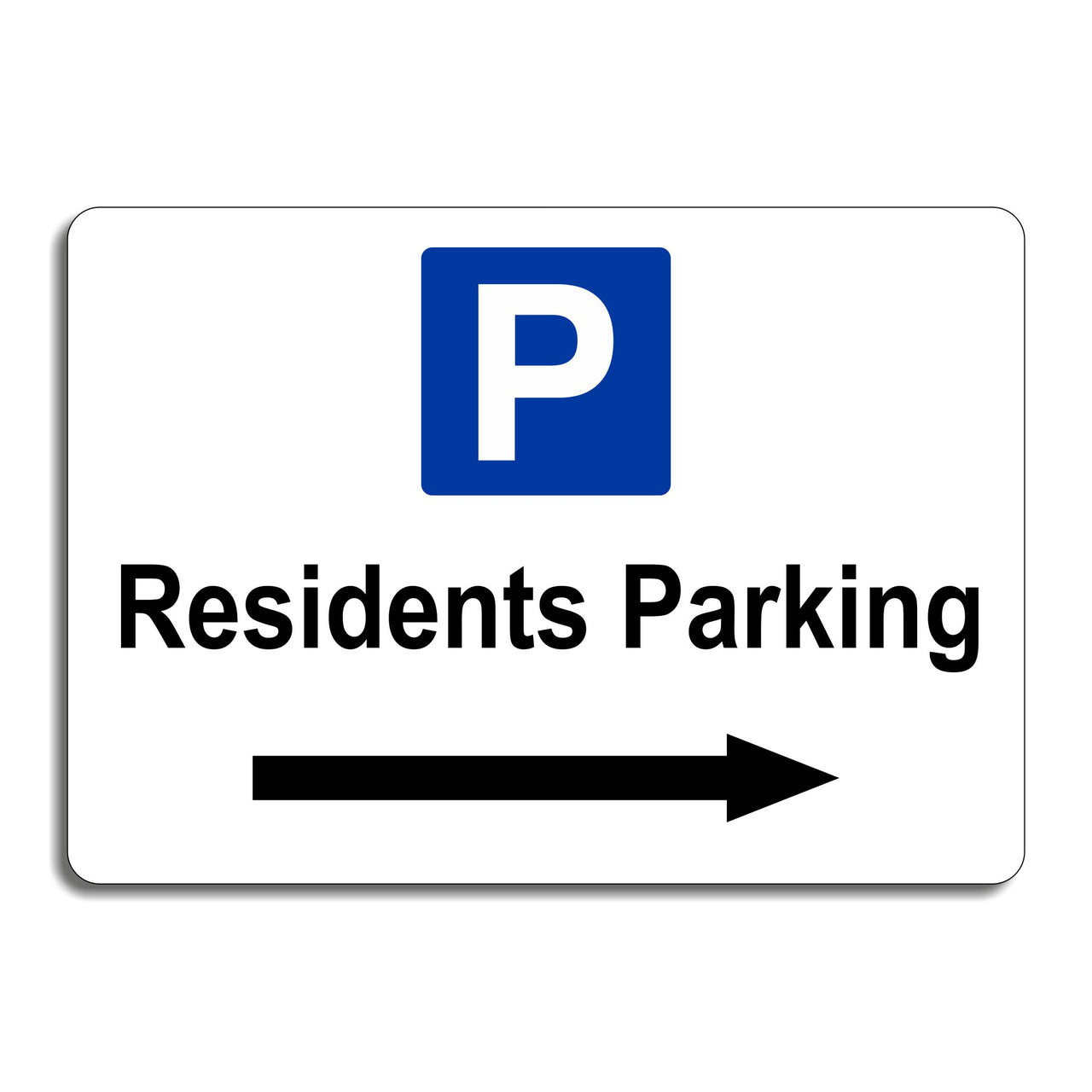 Residents Parking Sign with a Right Pointing Directional Arrow