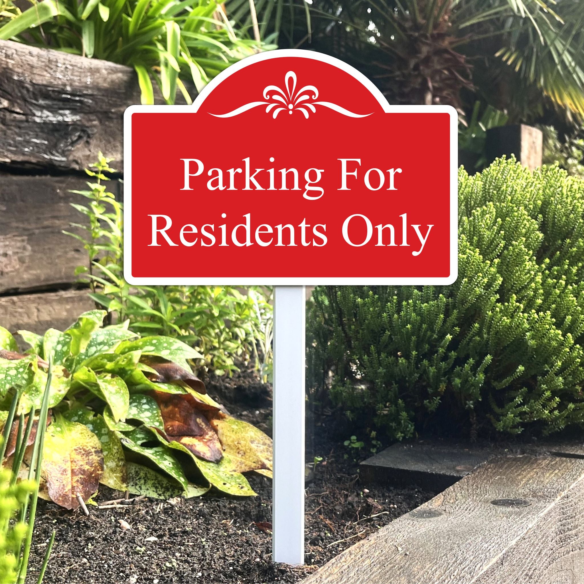 Residents Only Reflective Parking Sign on Low Level Aluminium Stake/s