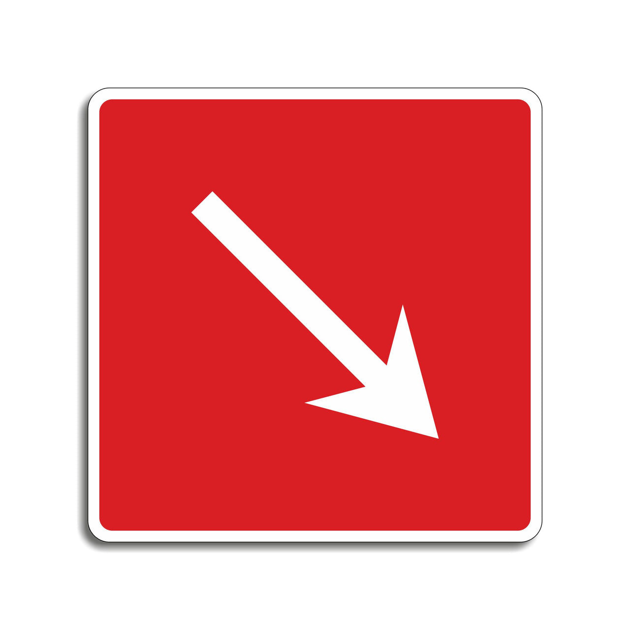 Emergency Directional Sign with Downward and Right Pointing Arrow