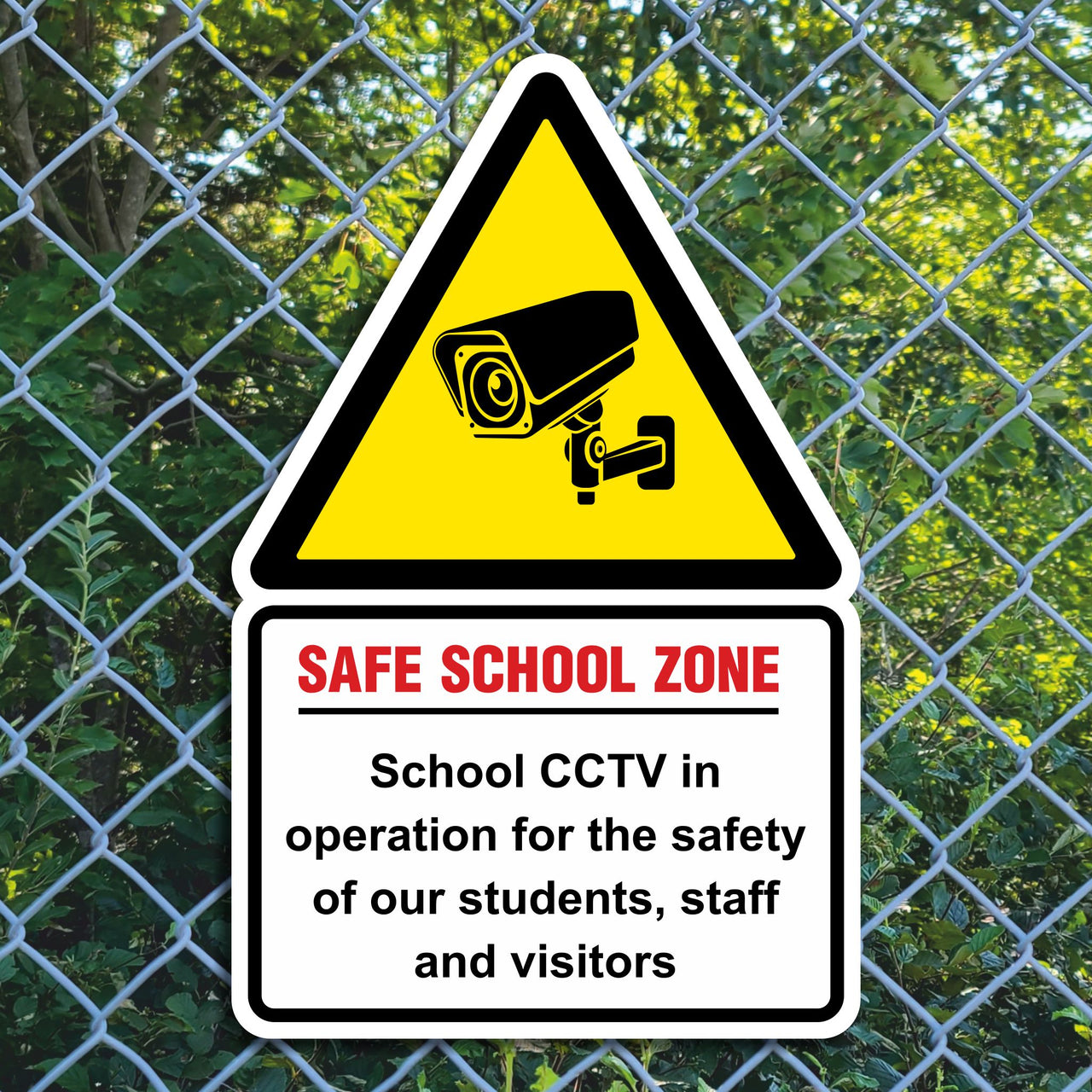Safe School Zone School CCTV In Operation For The Safety Of Our Students, Staff And Visitors Sign