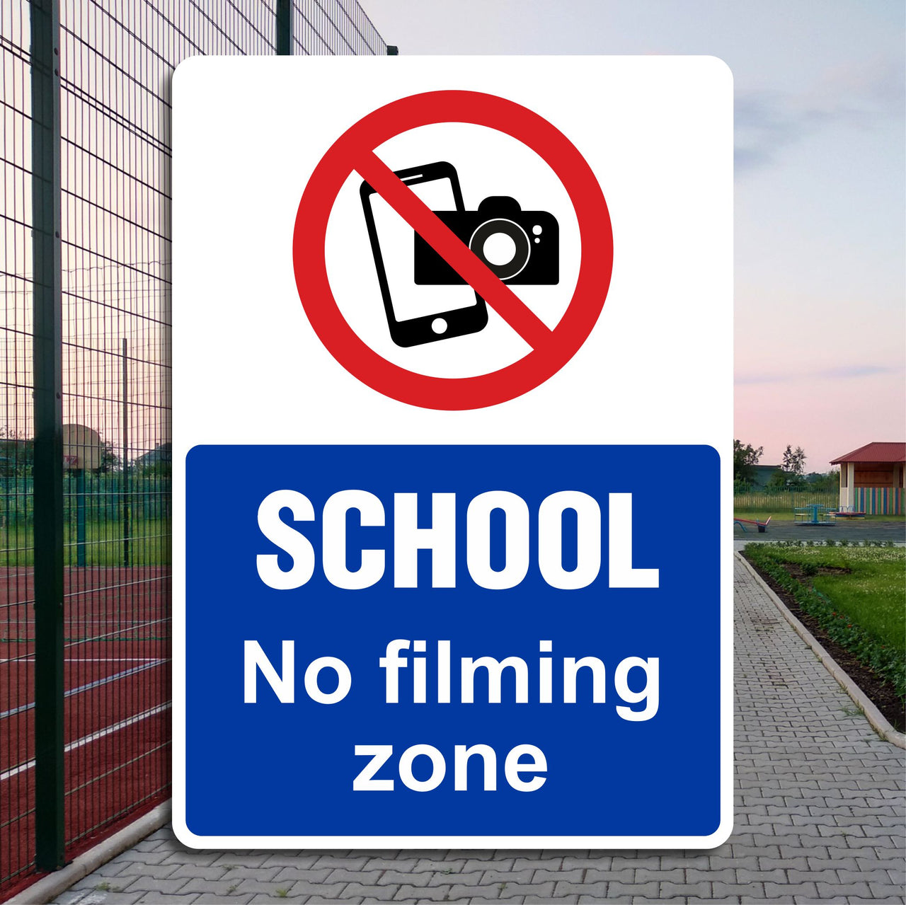 School No Filming Zone Sign