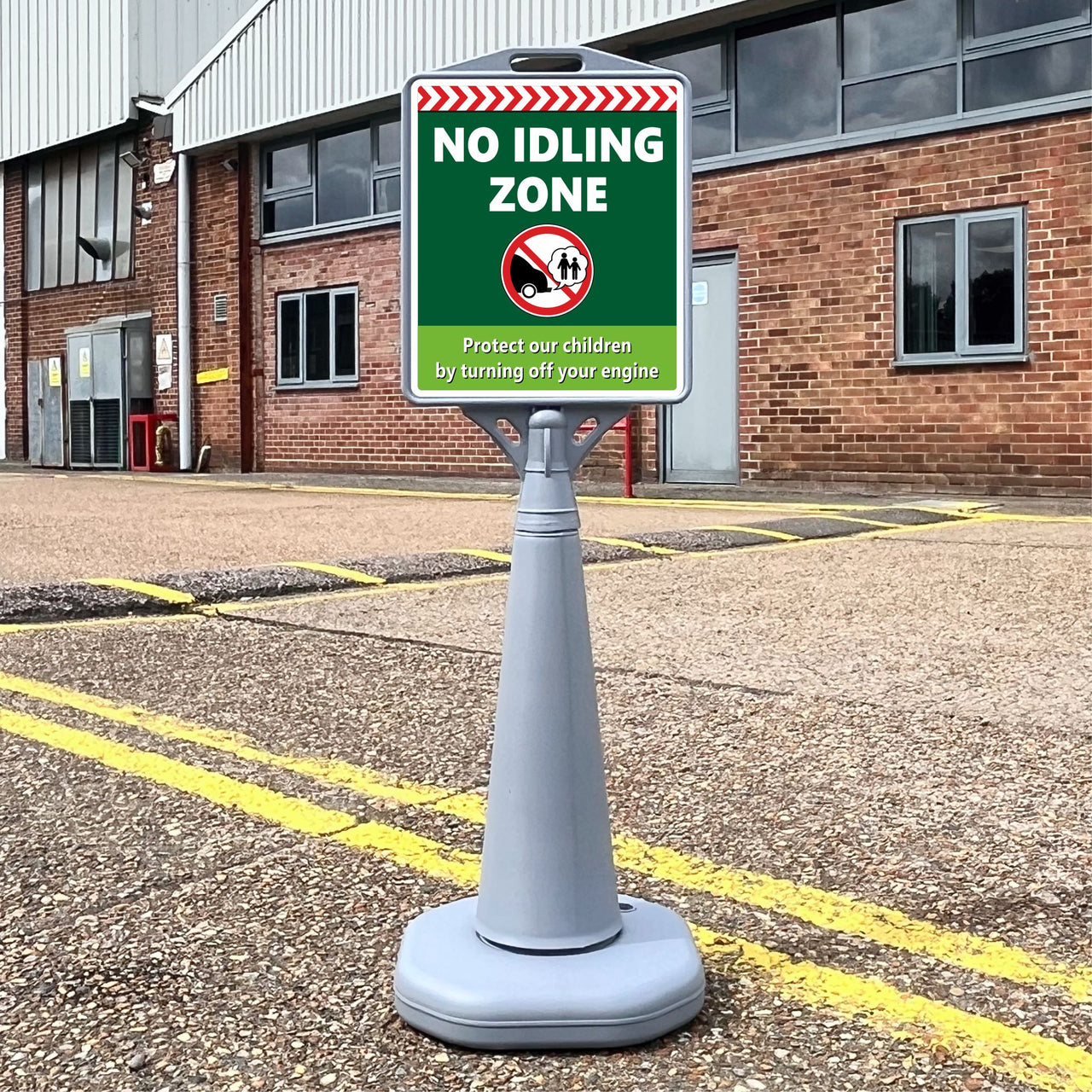No Idling Zone Freestanding School Sign