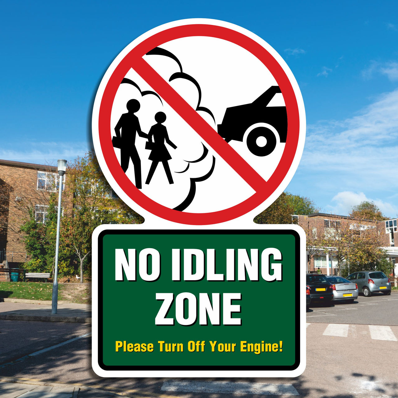 No Idling Zone Please Turn Off Your Engine School Sign