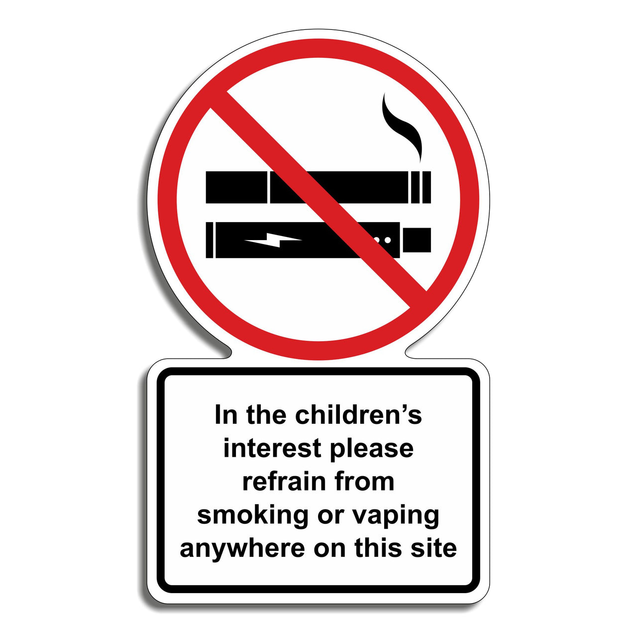 In The Children's Interest Please Refrain From Smoking Or Vaping Anywhere On This Site Sign