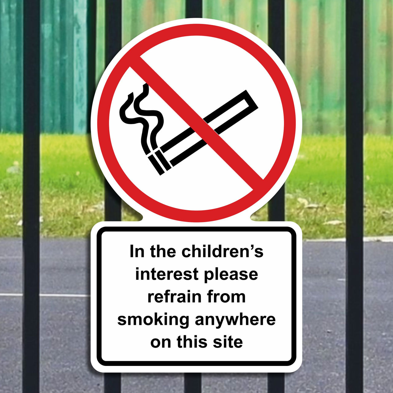In The Children's Interest Please Refrain From Smoking Anywhere On This Site School Sign