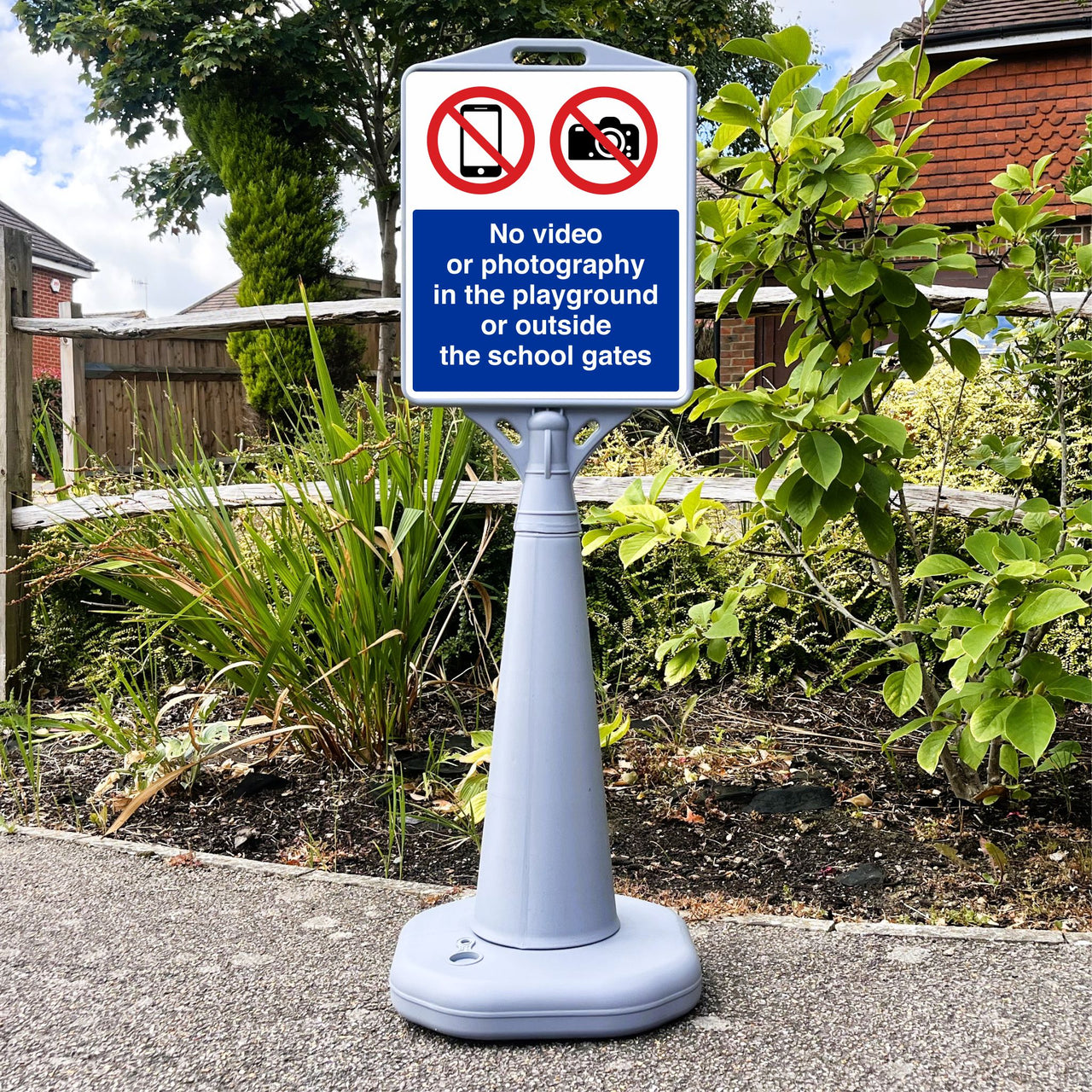 No Videos or Photography in the Playground Freestanding School Sign