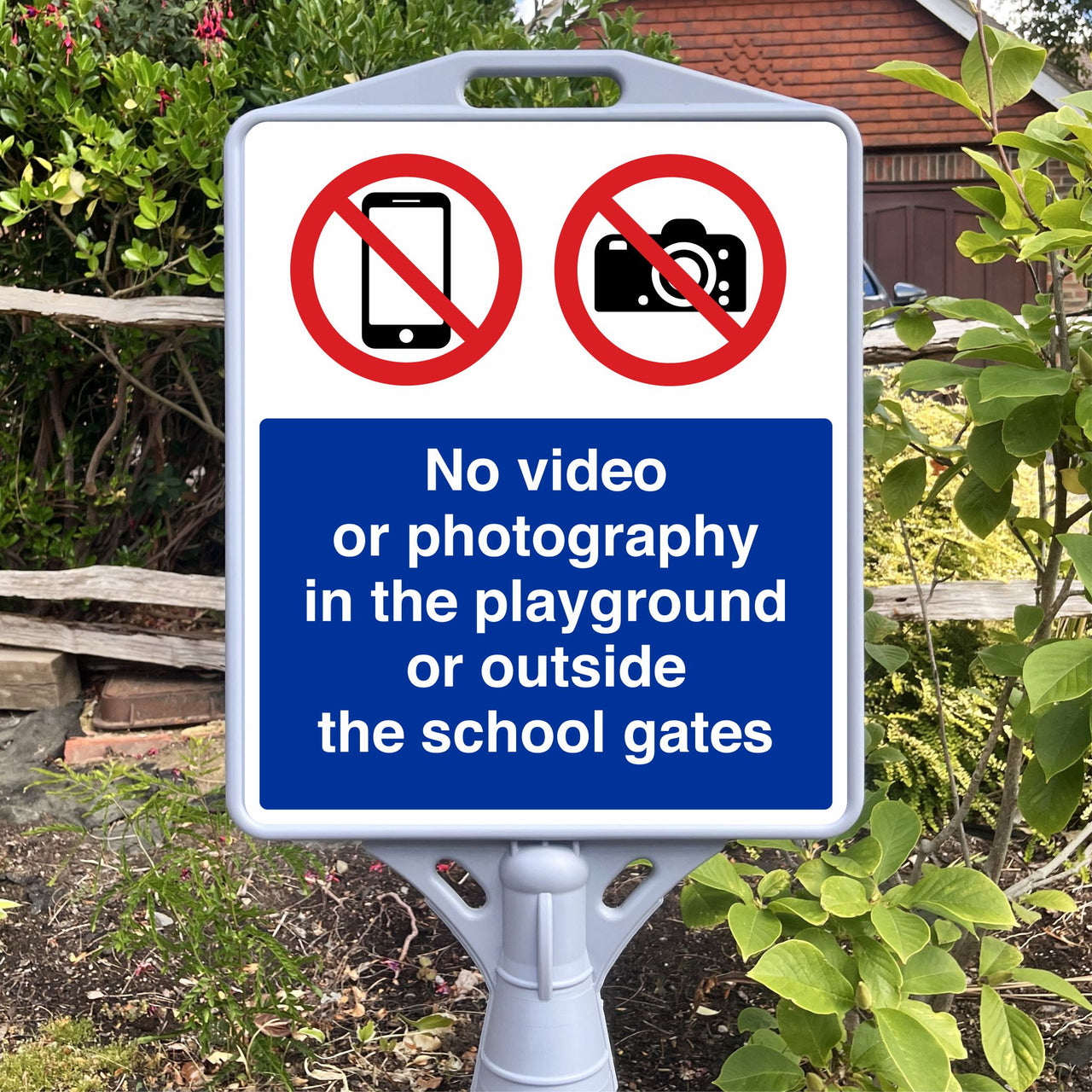 No Videos or Photography in the Playground Freestanding School Sign