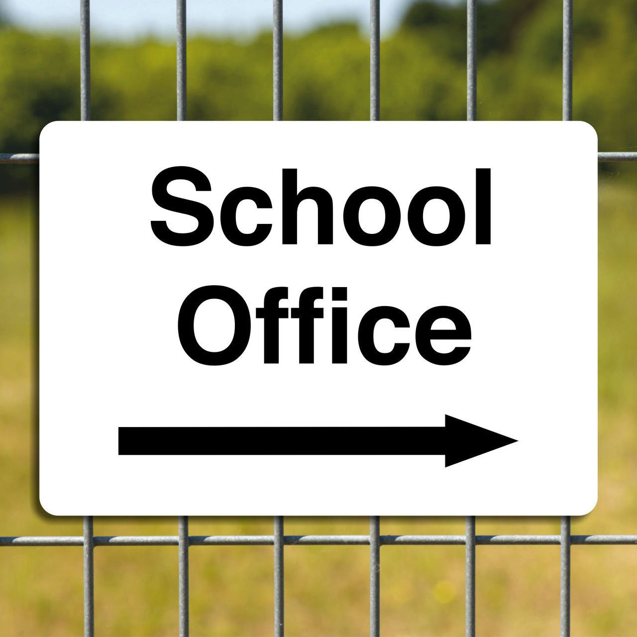 School Office Sign with a Right Pointing Directional Arrow