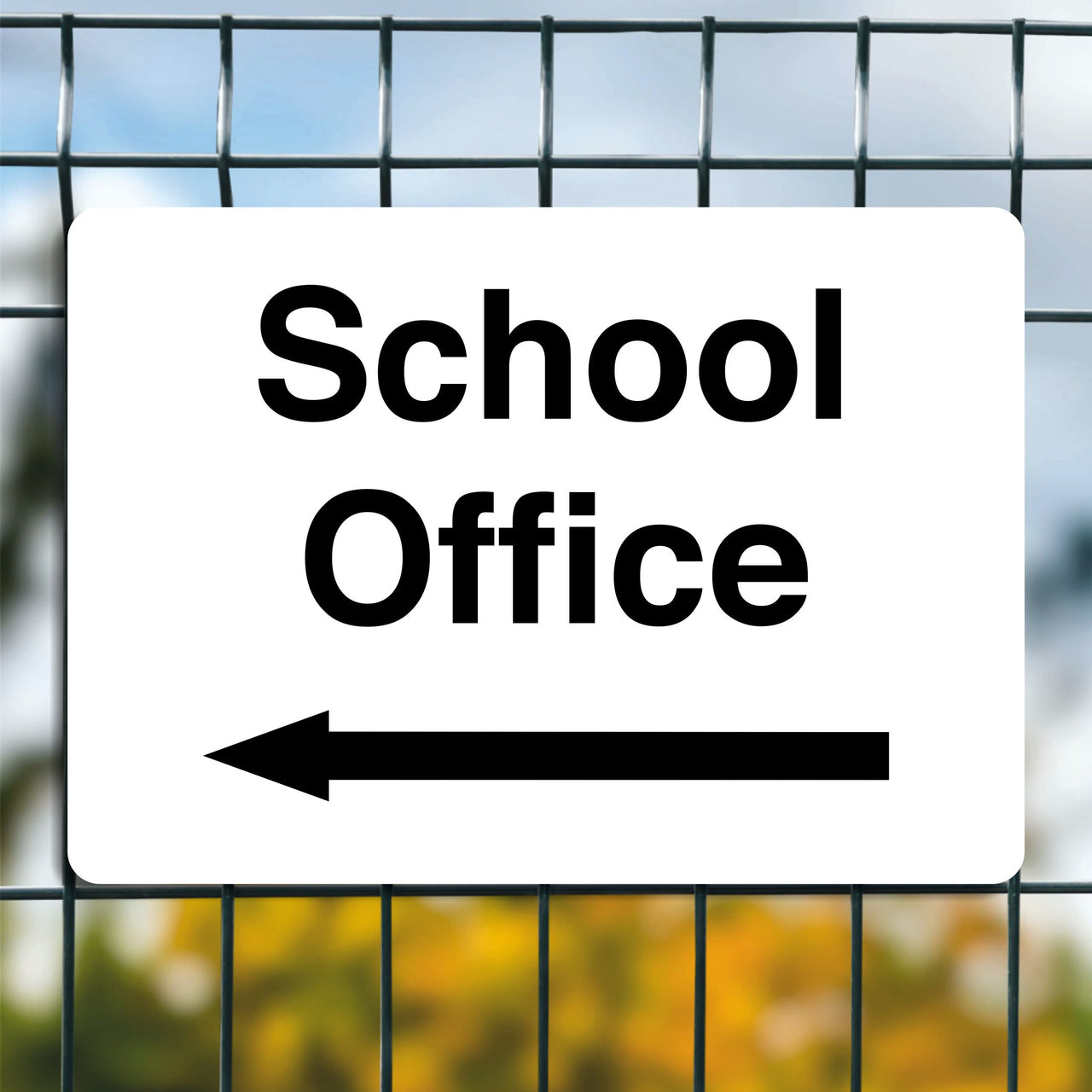 School Office Sign with a Left Pointing Directional Arrow