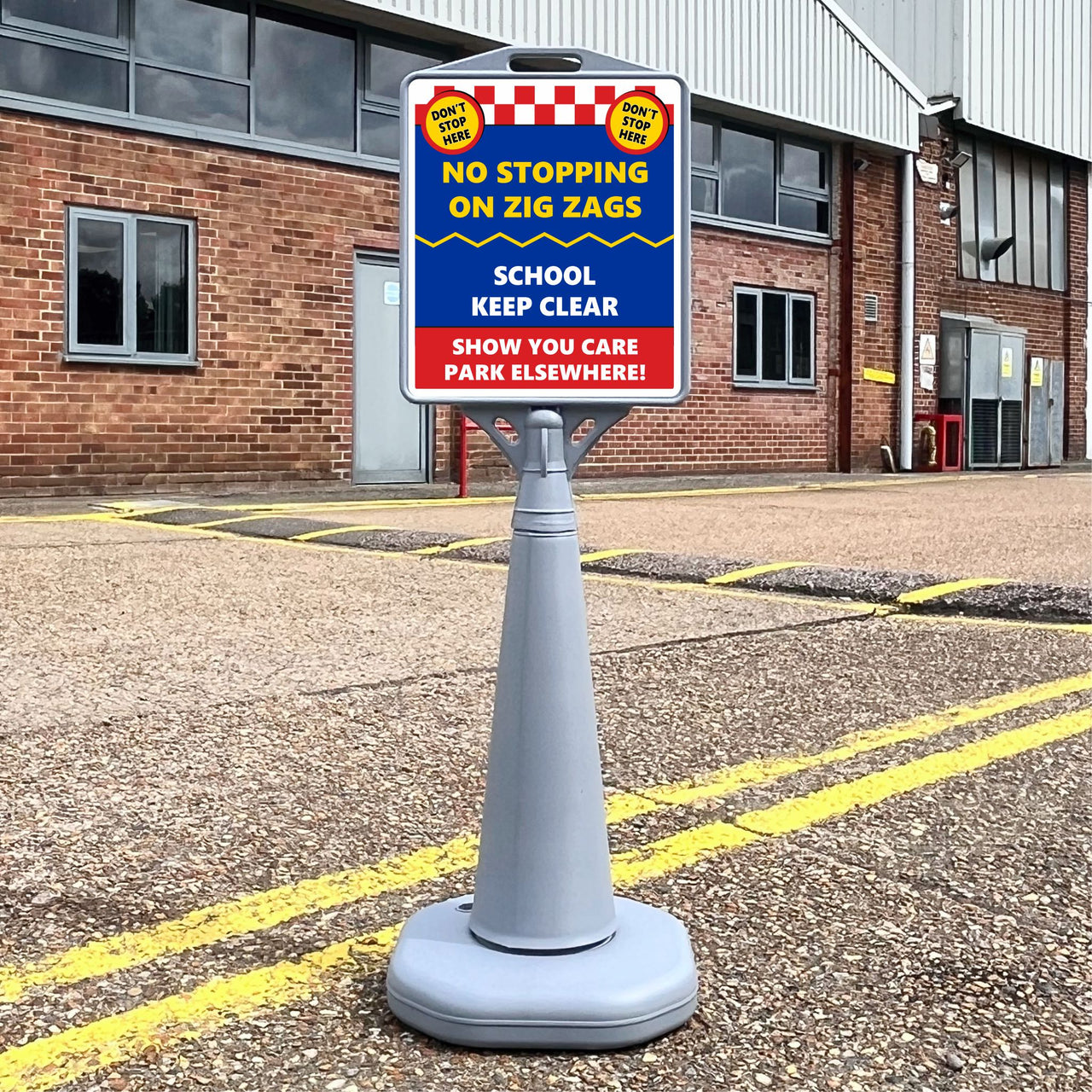 No Stopping on Zig Zags School Keep Clear Freestanding School Sign