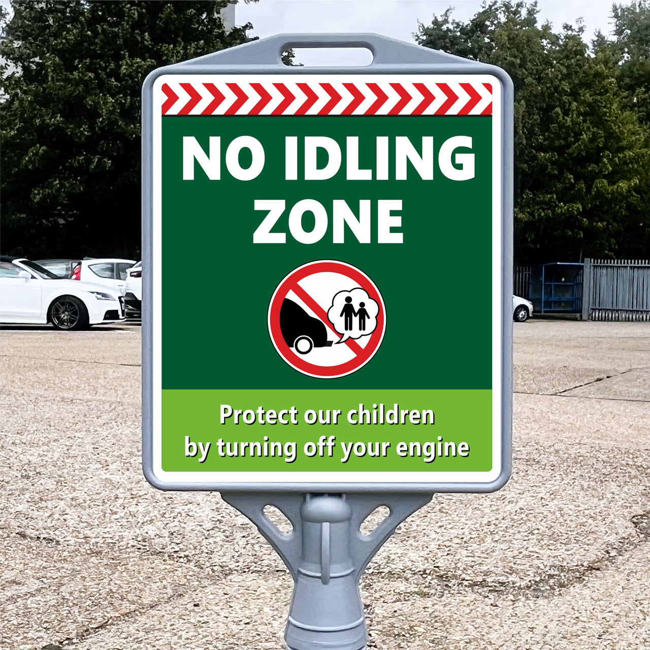 No Idling Zone Freestanding School Sign