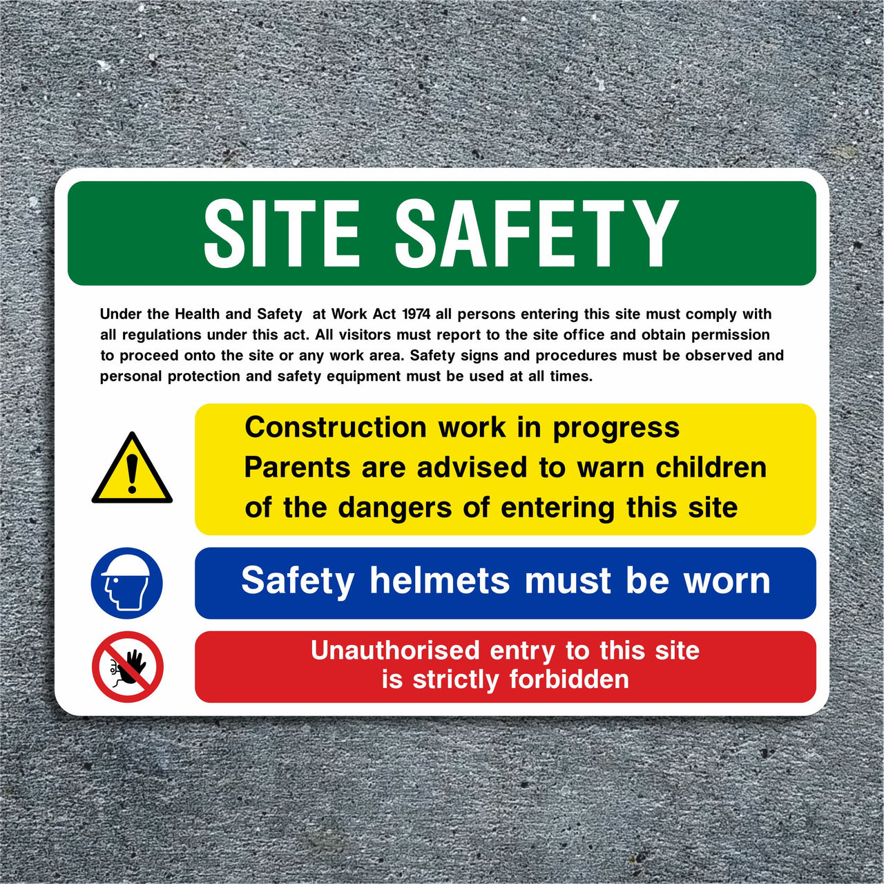 Construction Site Safety Multi-Message Sign