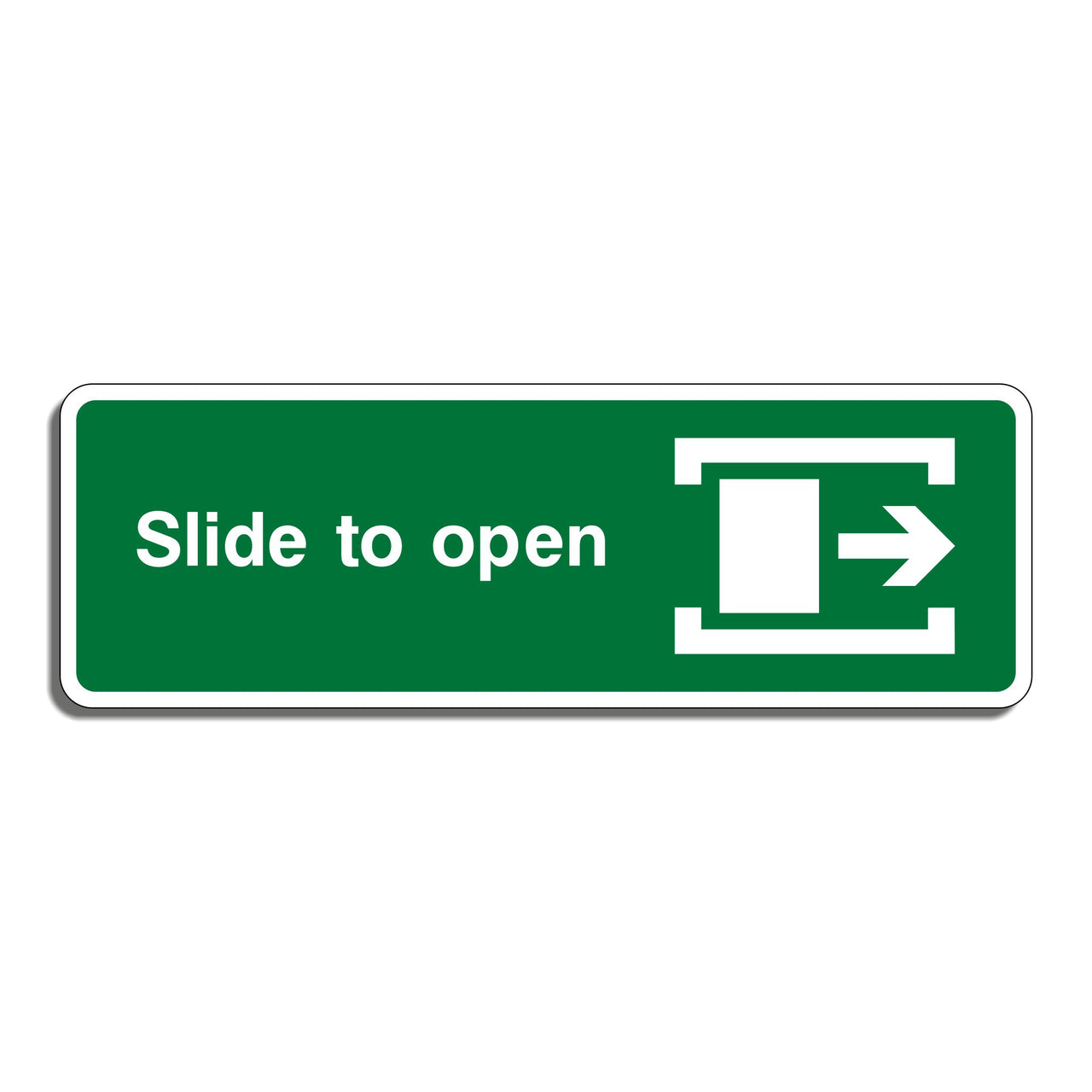 Emergency Slide to Open Sign with Right Arrow