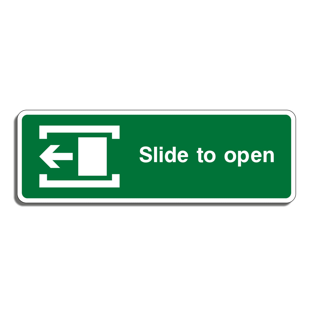 Emergency Slide to Open Sign with Left Arrow