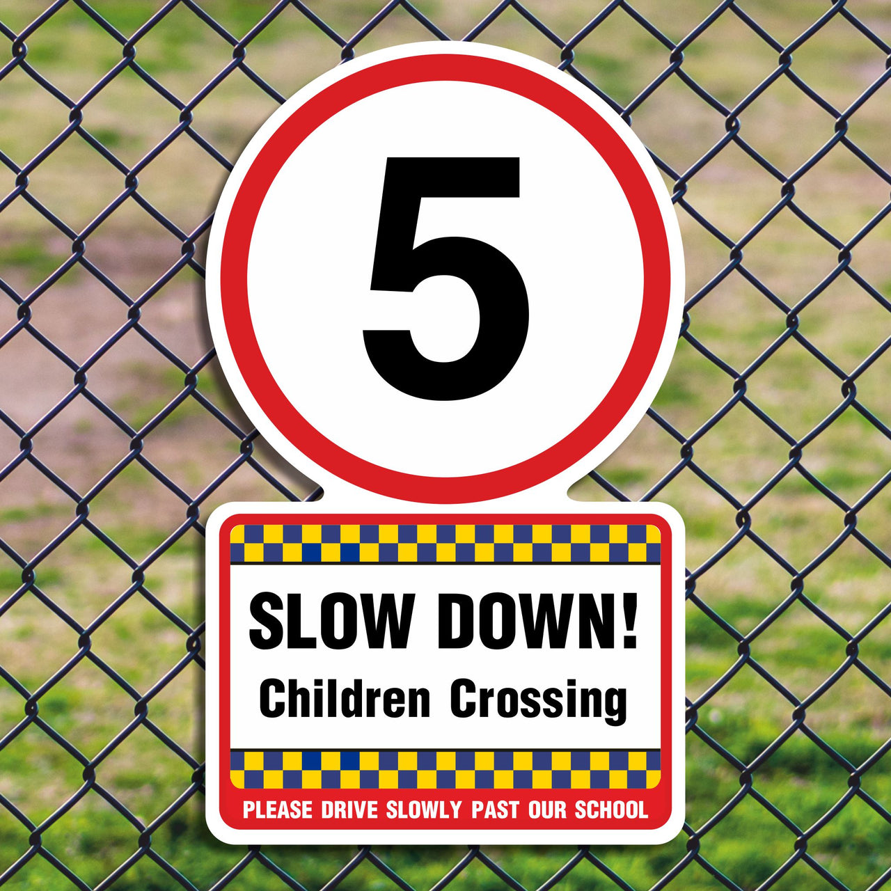 5mph Slow Down Children Crossing Please Drive Slowly Past Our School Sign