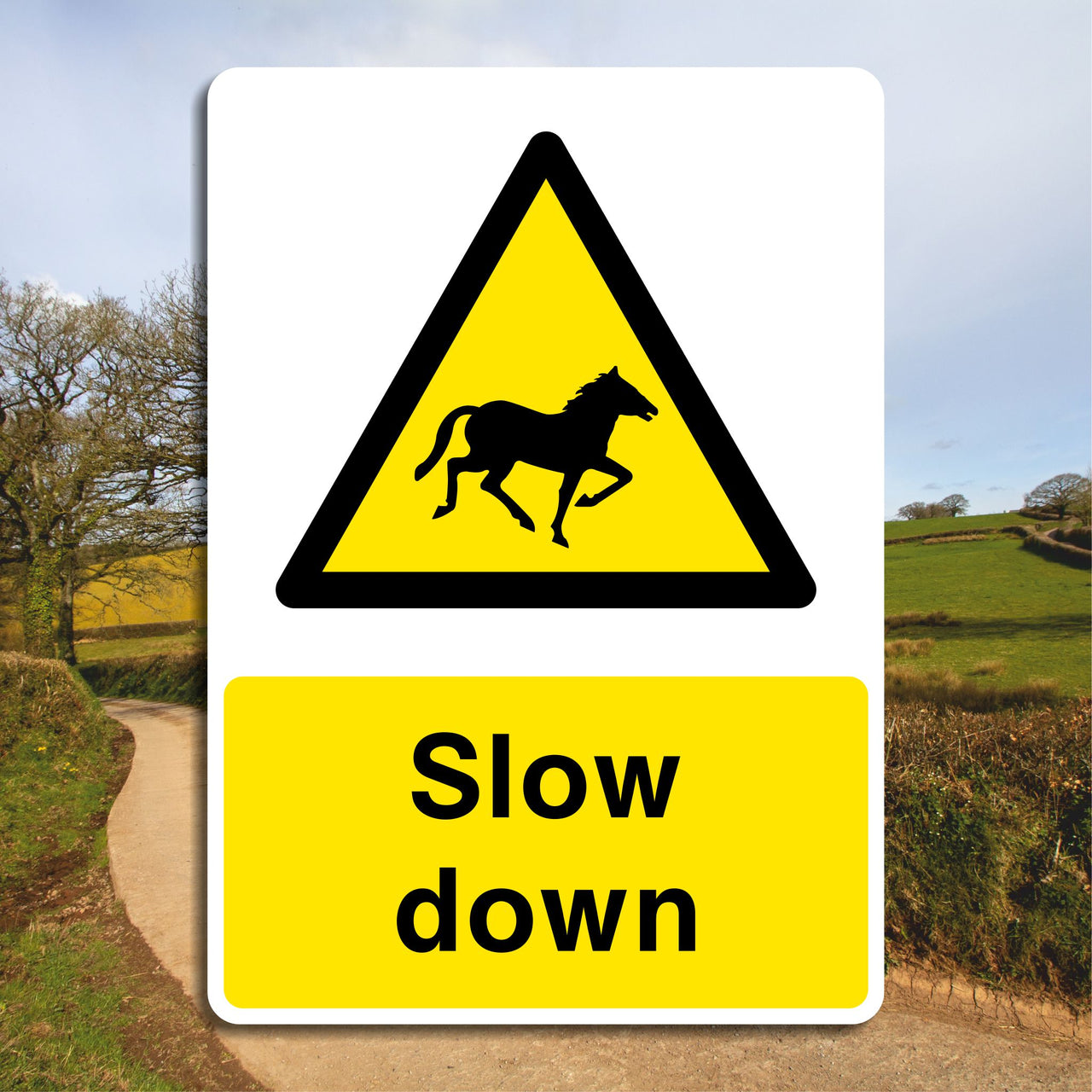 Slow Down Horses Sign