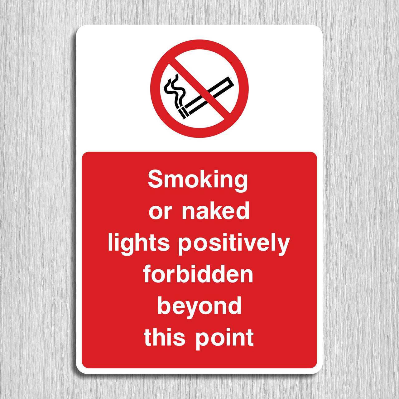 Smoking Or Naked Lights Positively Forbidden Beyond This Point Sign