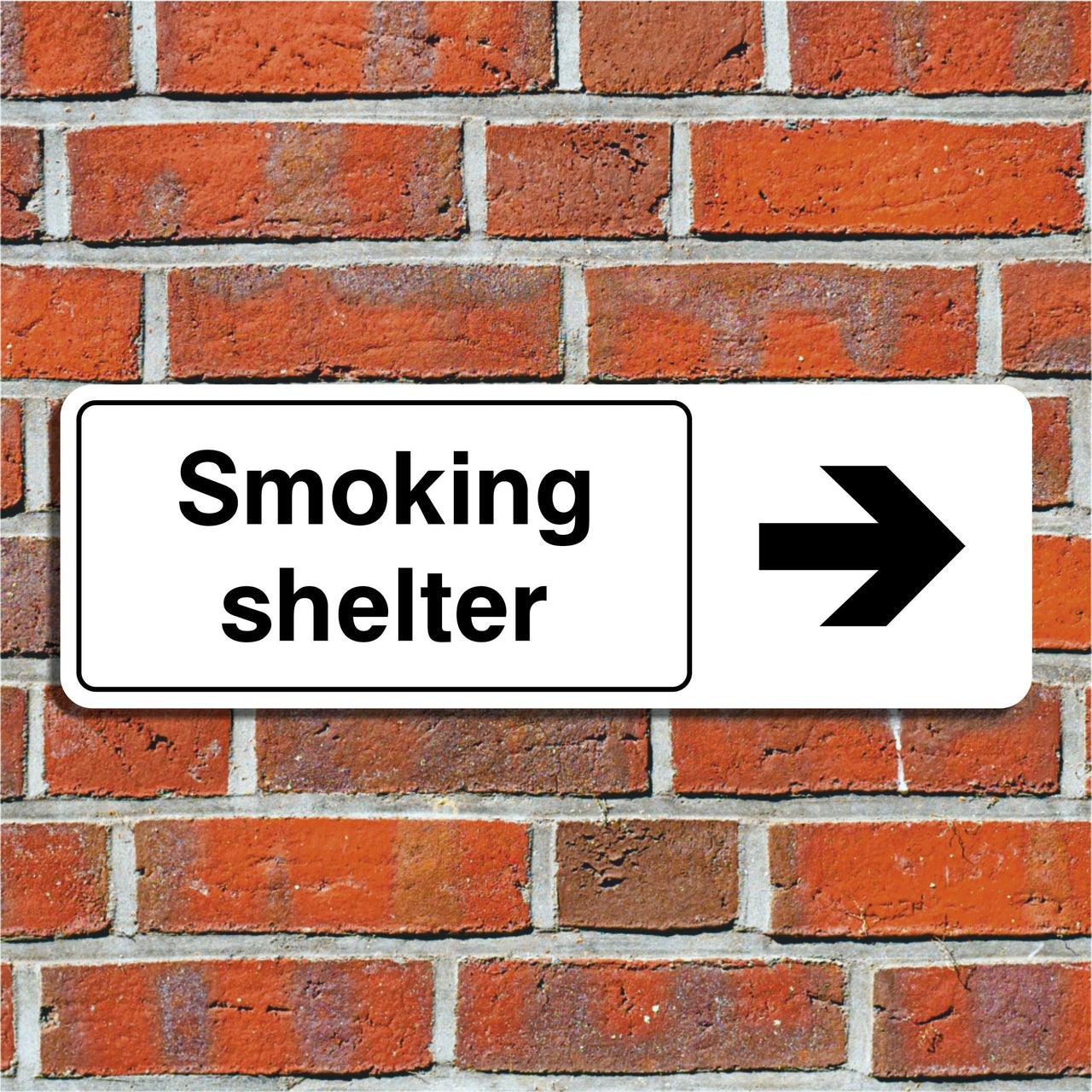 Smoking Shelter Sign With a Right Pointing Directional Arrow