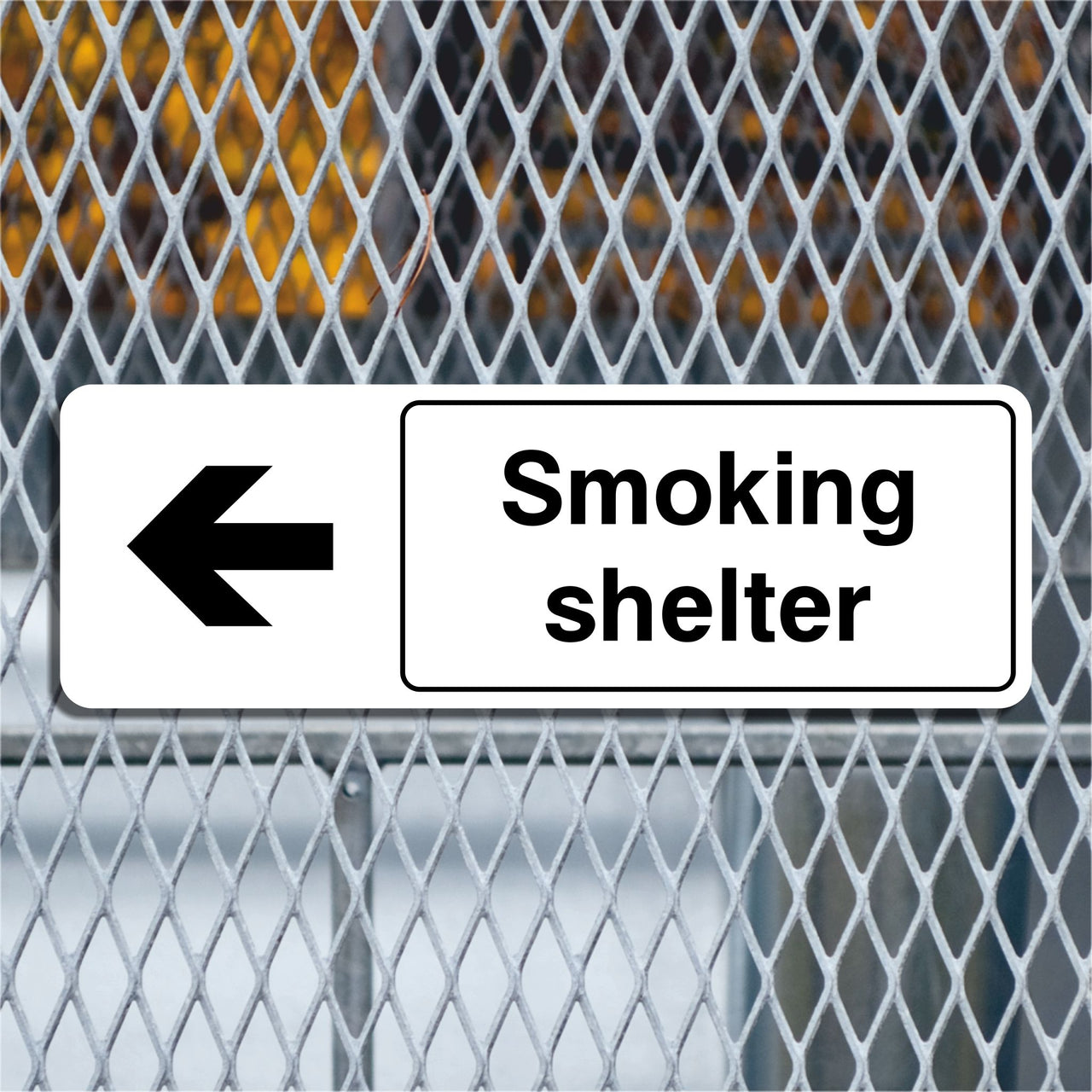 Smoking Shelter Sign With a Left Pointing Directional Arrow