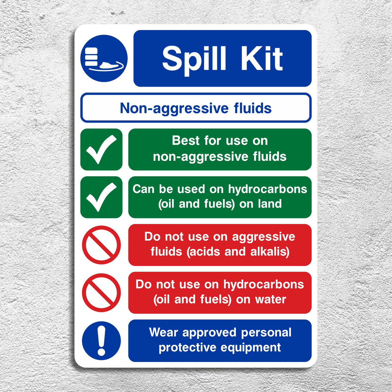 Spill Kit - Non Aggressive Fluid Safety Sign