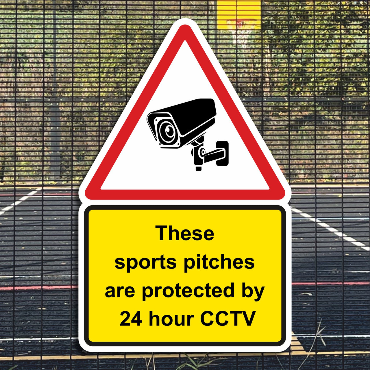 These Sports Pitches Are Protected By 24 Hour CCTV Sign