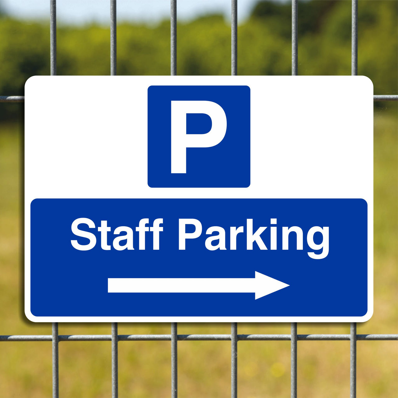 Staff Parking Sign with a Right Pointing Directional Arrow