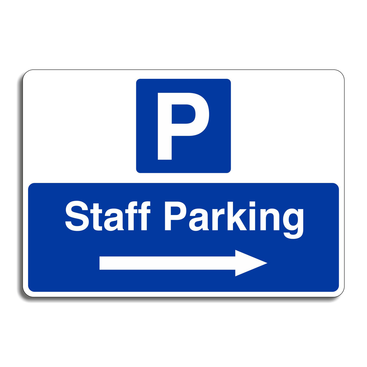 Staff Parking Sign with a Right Pointing Directional Arrow