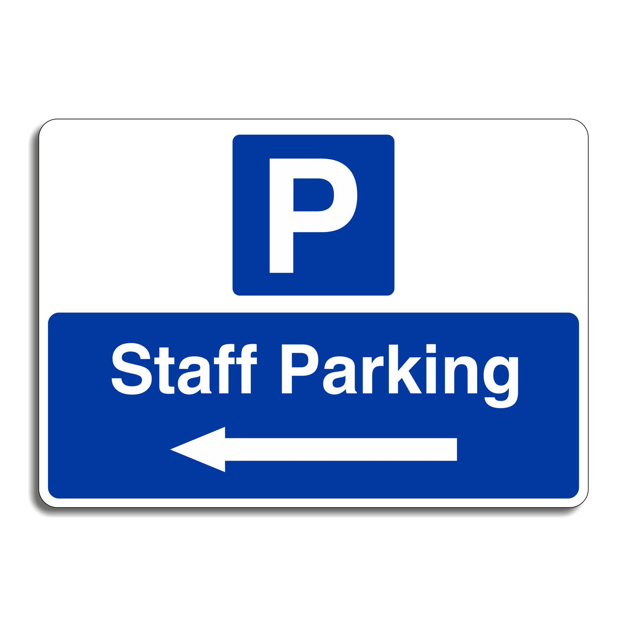 Staff Parking Sign with a Left Pointing Directional Arrow
