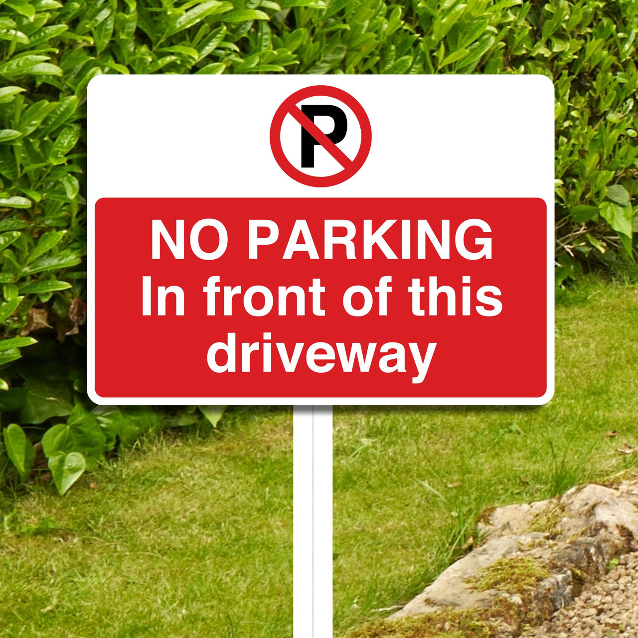 No Parking In Front of This Driveway Sign on Low Level Aluminium Post