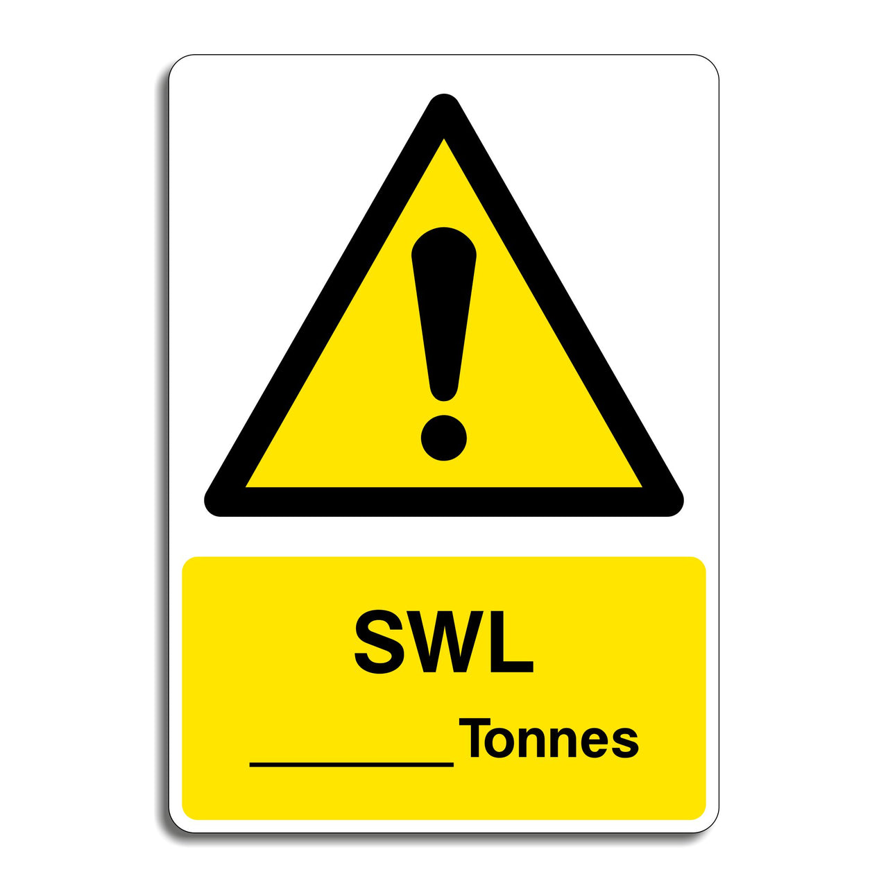 SWL Tonnes (Safe Working Load) Sign